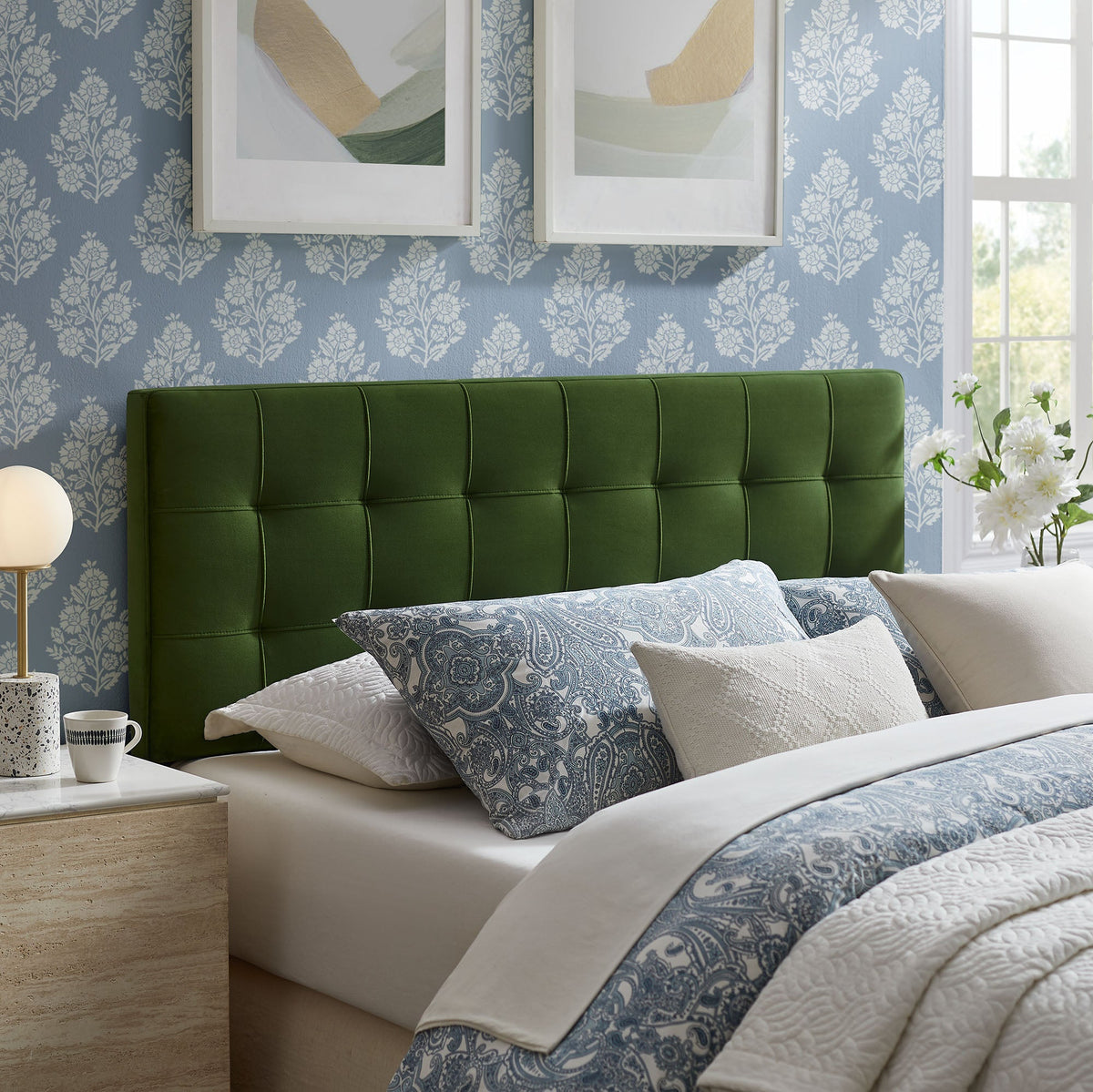 Lily Biscuit Tufted Performance Velvet Headboard