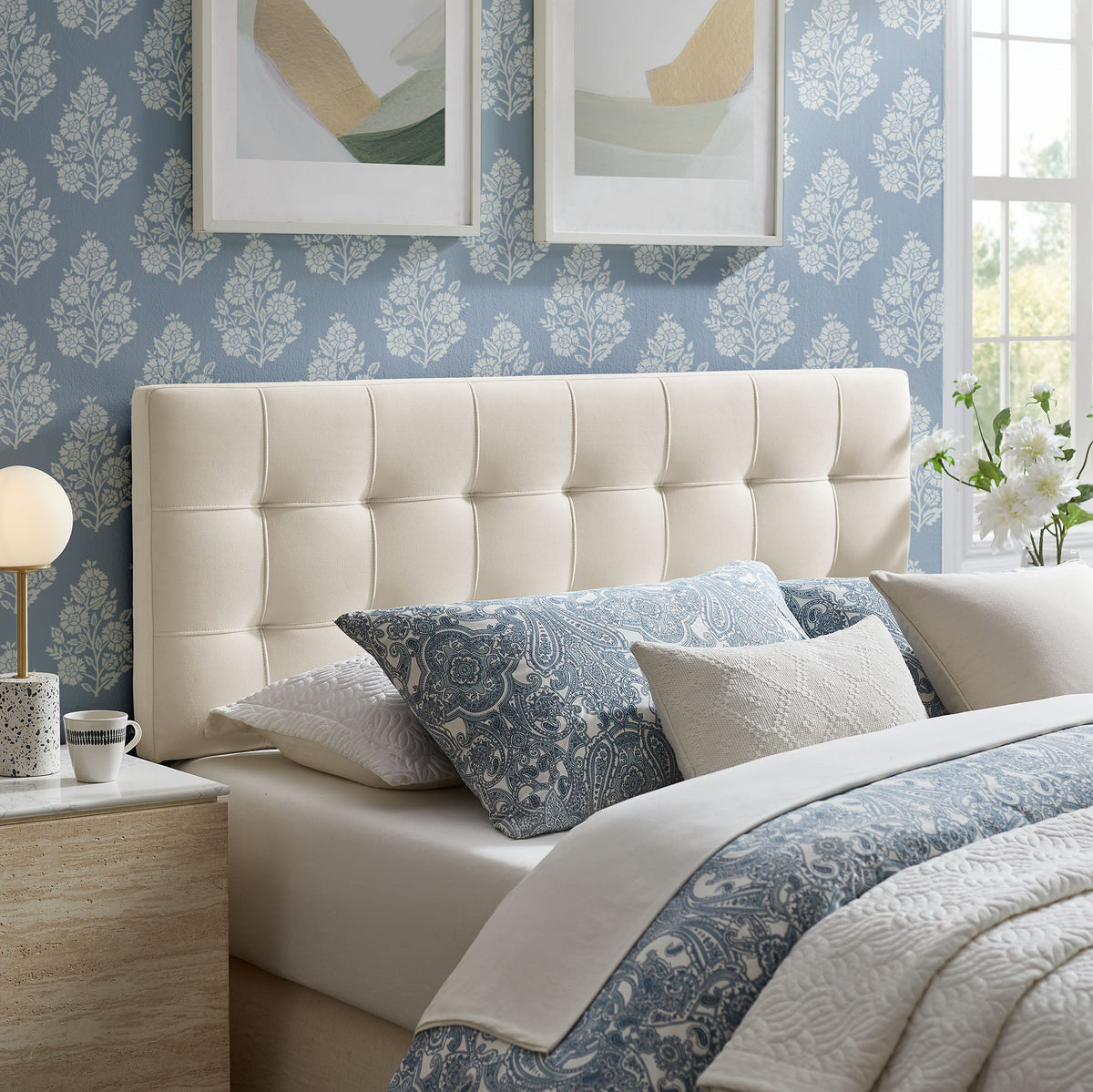 Lily Biscuit Tufted Performance Velvet Headboard