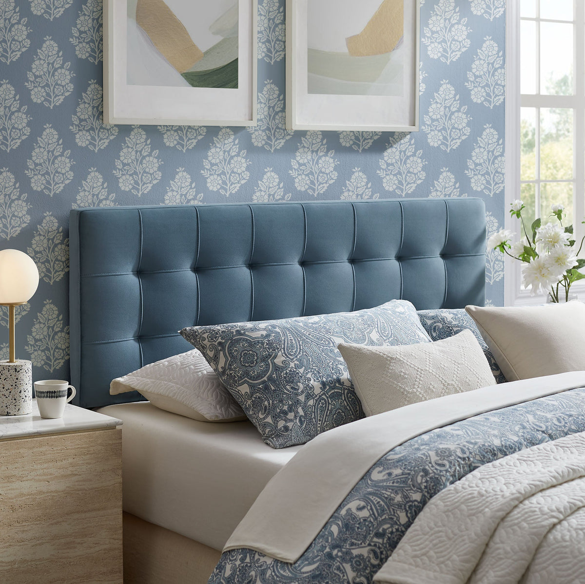 Lily Biscuit Tufted Performance Velvet Headboard