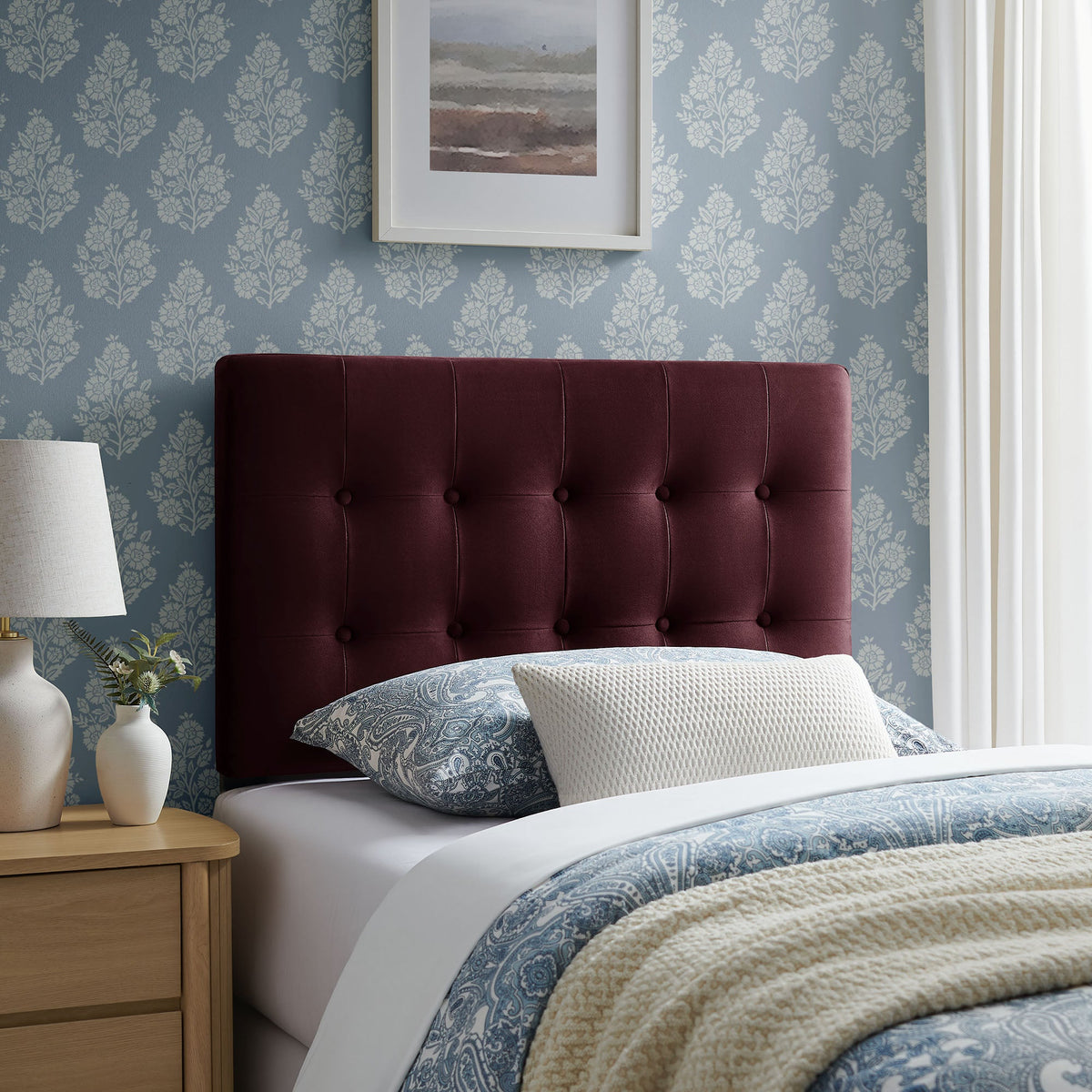 Emily Biscuit Tufted Performance Velvet Headboard
