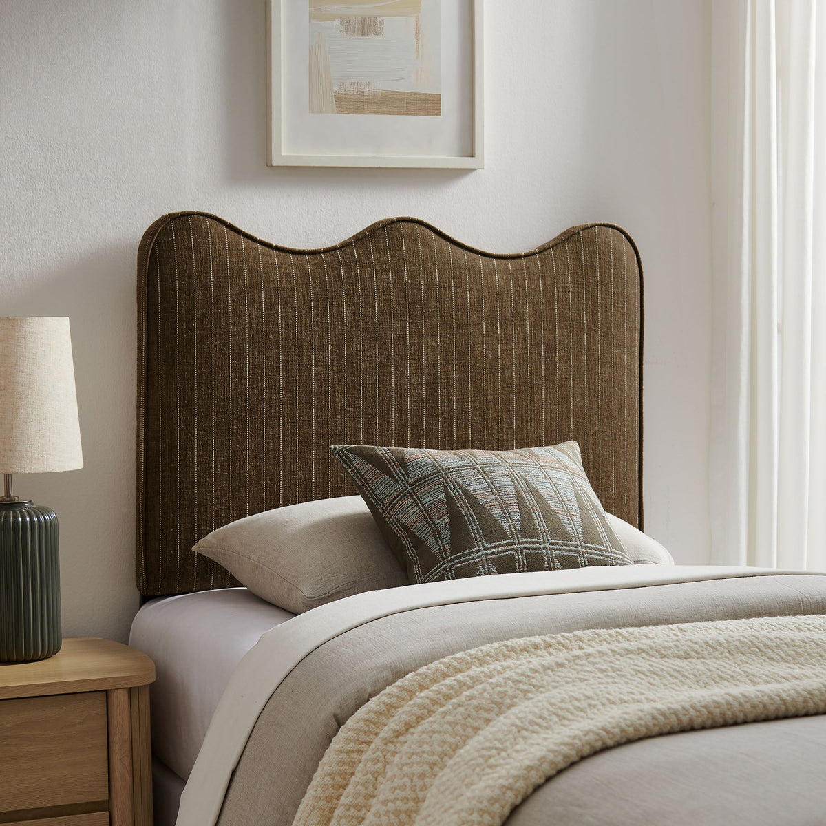 Athena Striped Fabric Upholstered Headboard