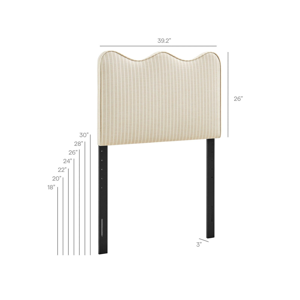 Athena Striped Fabric Upholstered Headboard