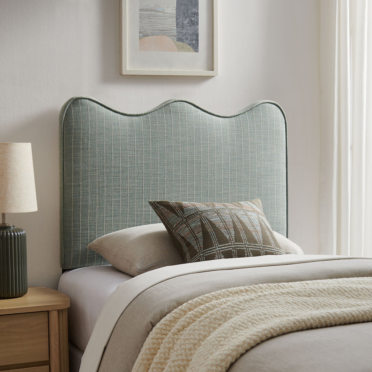 Athena Striped Fabric Upholstered Headboard
