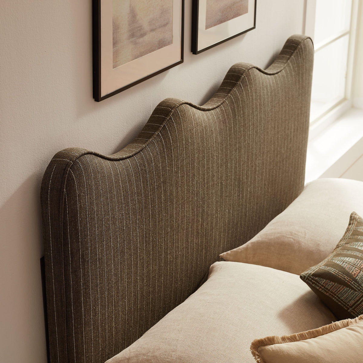 Athena Striped Fabric Upholstered Headboard