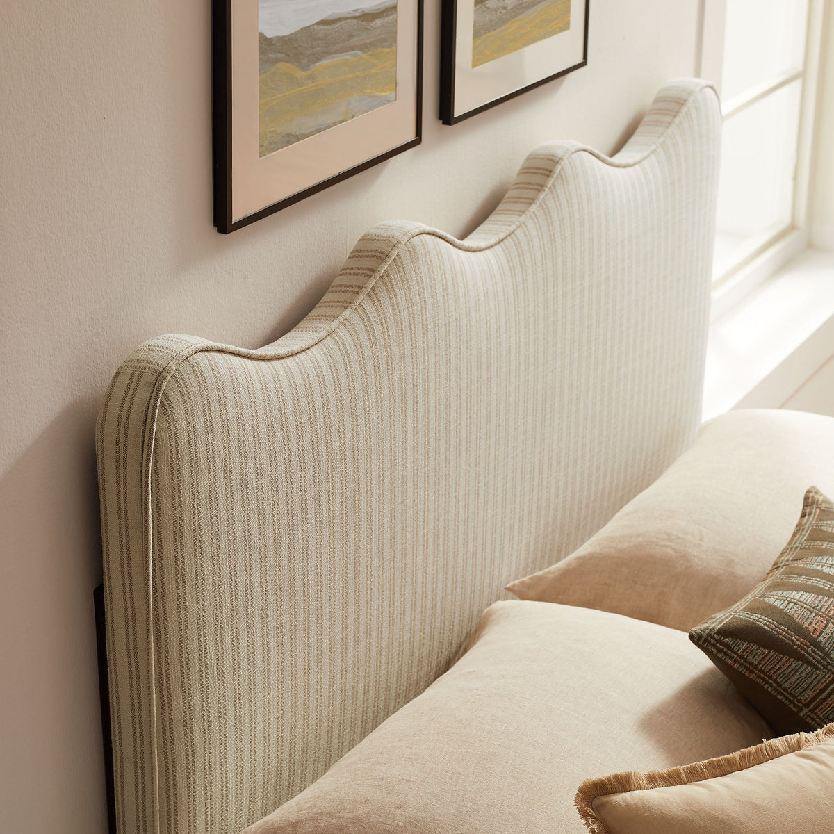 Athena Striped Fabric Upholstered Headboard