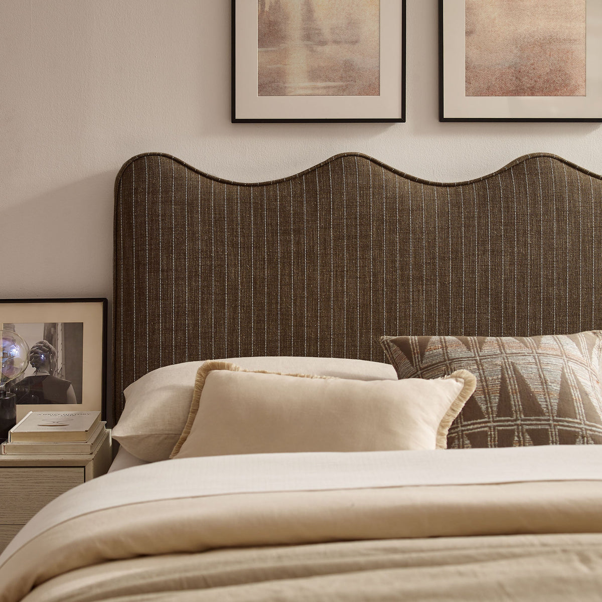 Athena Striped Fabric Upholstered Headboard