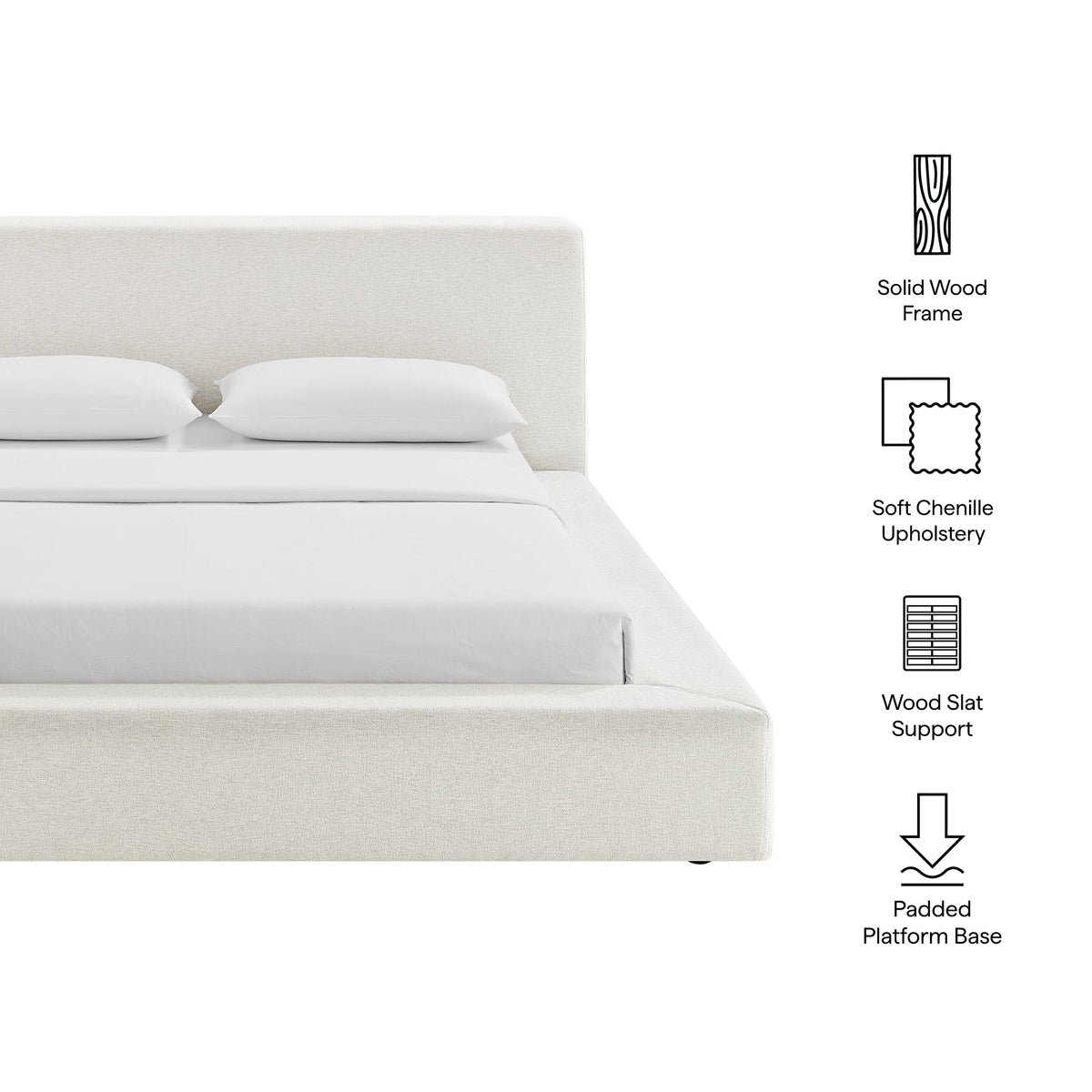 Luma Chenille Upholstered Platform Bed Frame