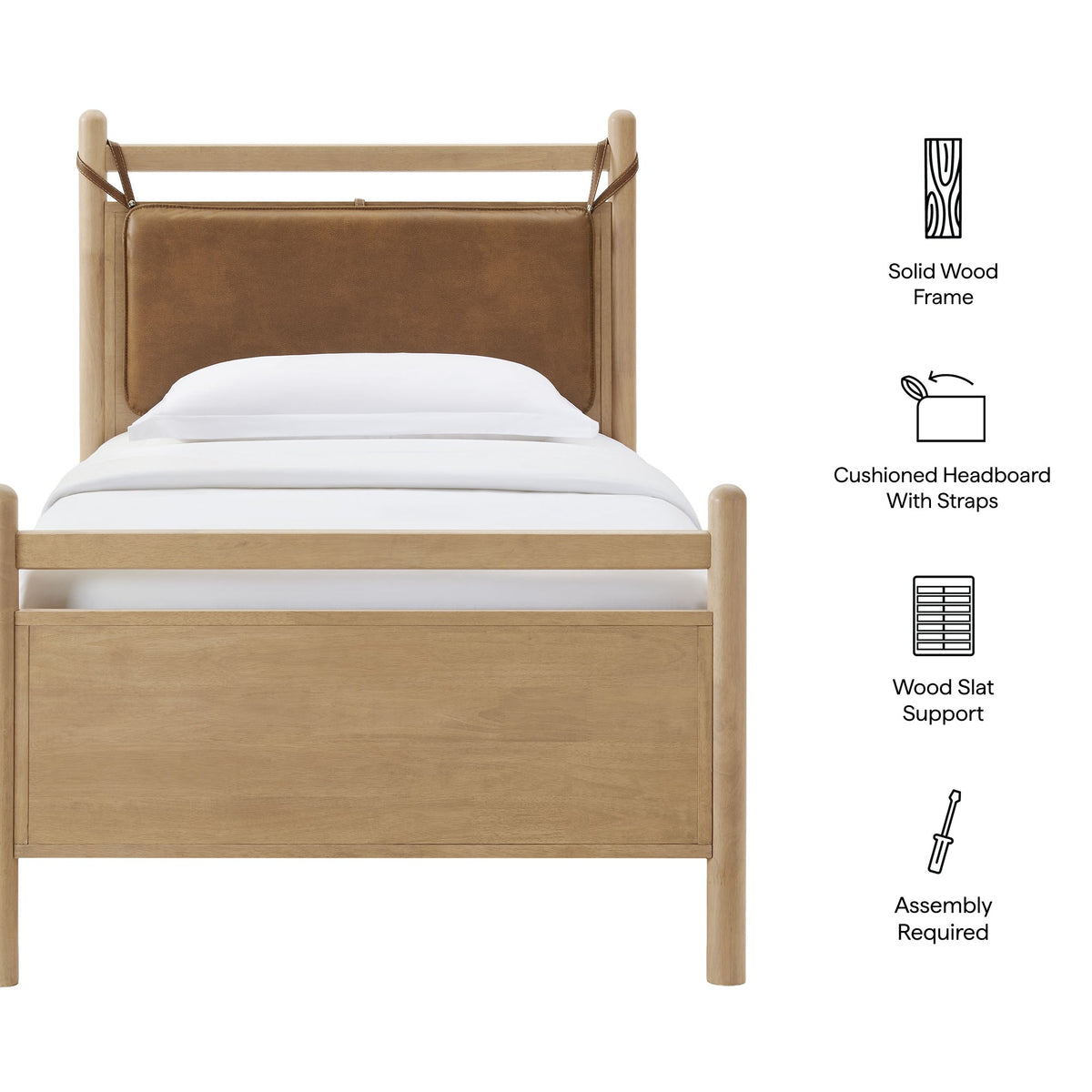 Leni Vegan Leather and Wood Platform Bed Frame