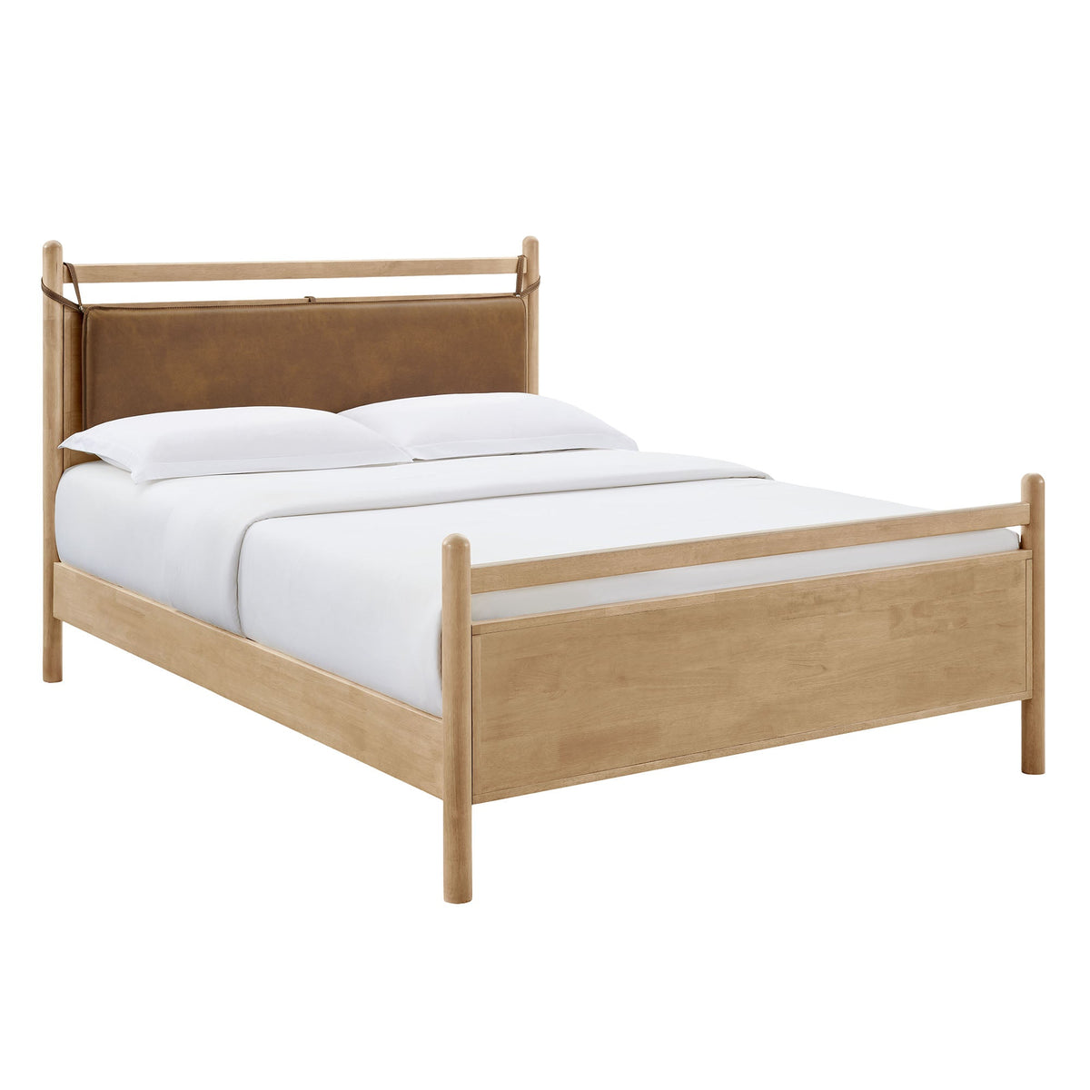Leni Vegan Leather and Wood Platform Bed Frame