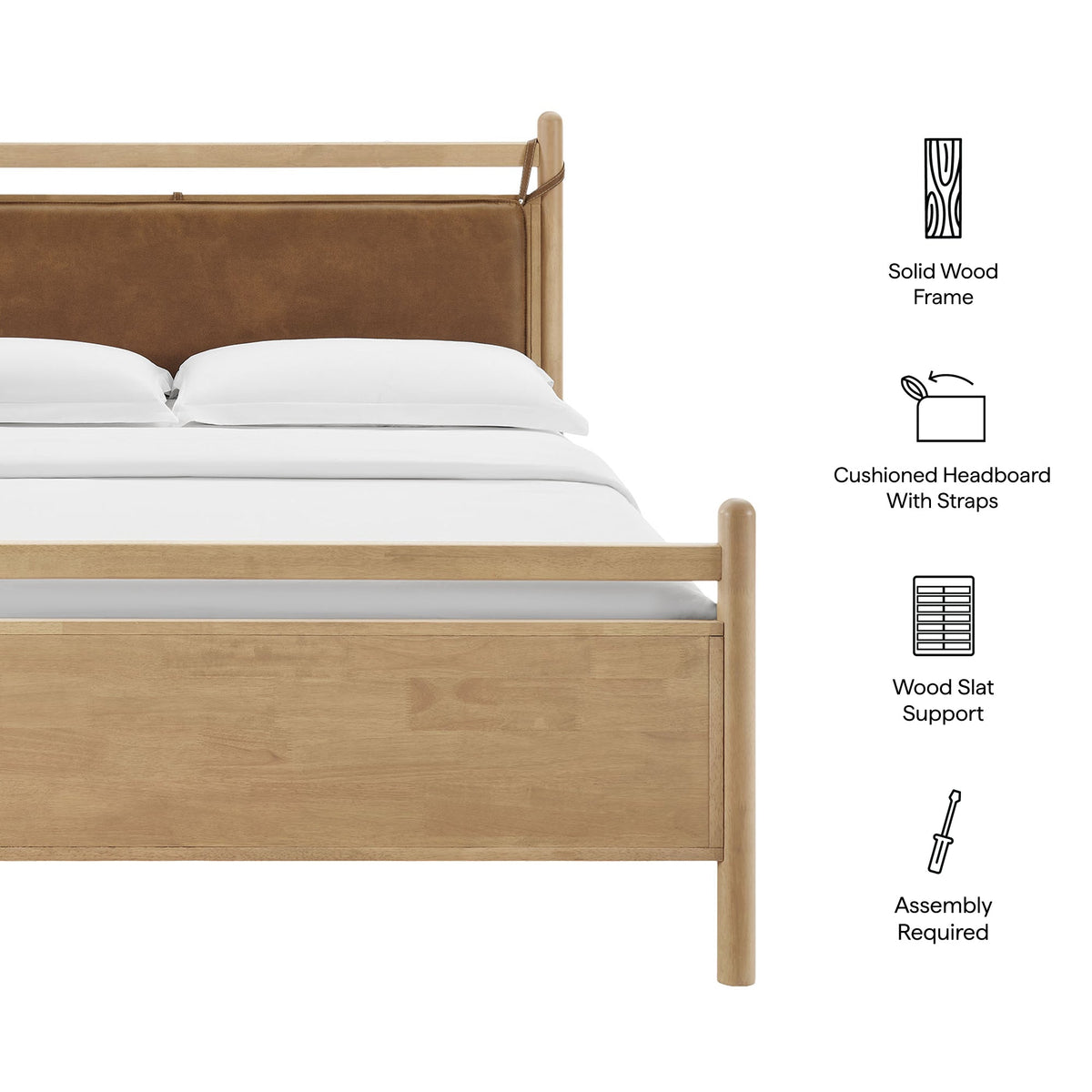 Leni Vegan Leather and Wood Platform Bed Frame