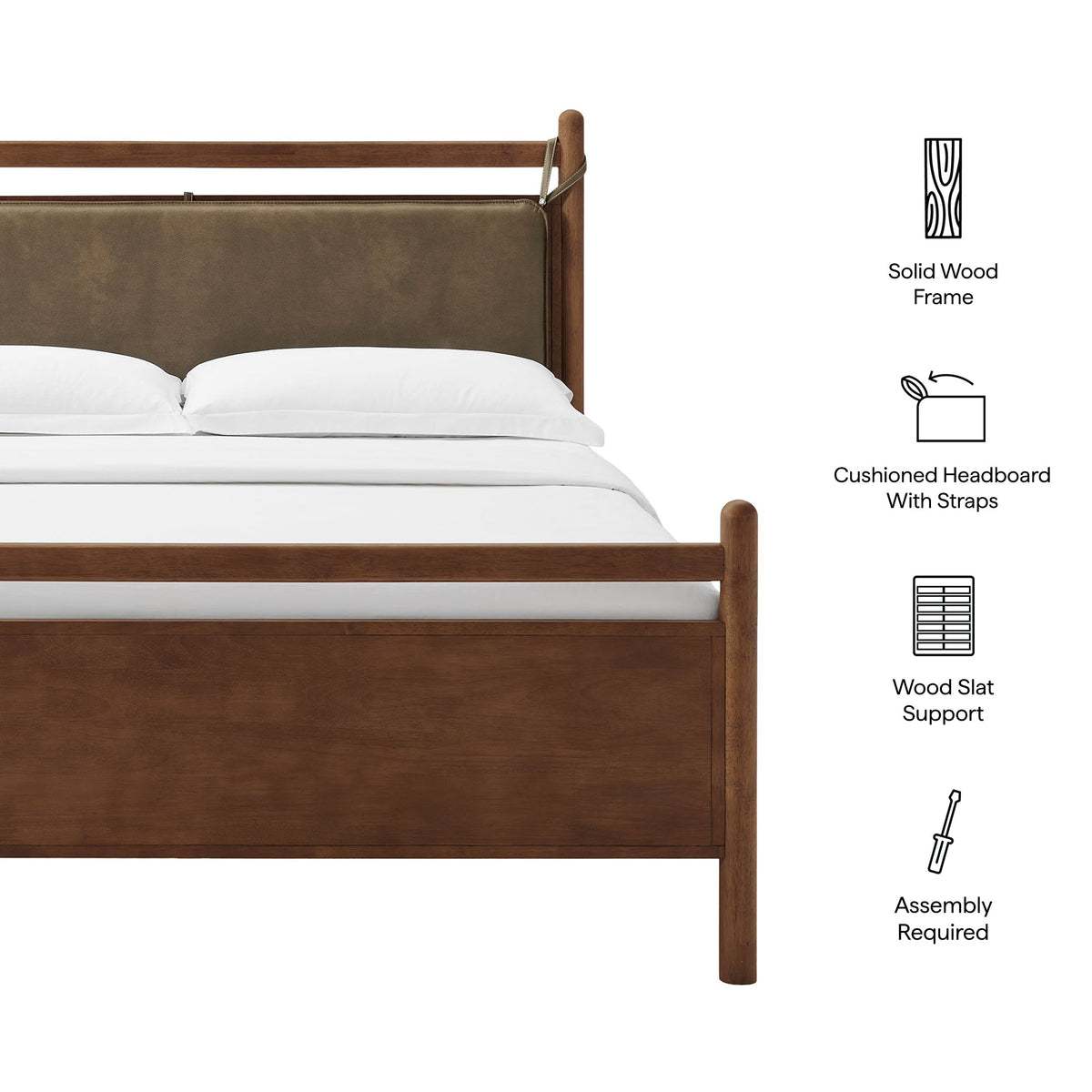 Leni Vegan Leather and Wood Platform Bed Frame