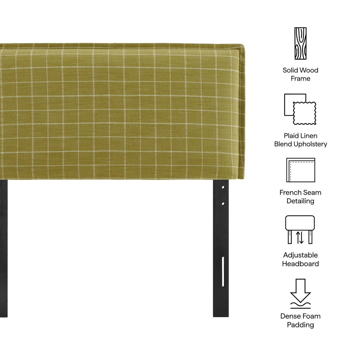 Camille Checkered Linen Blend Headboard