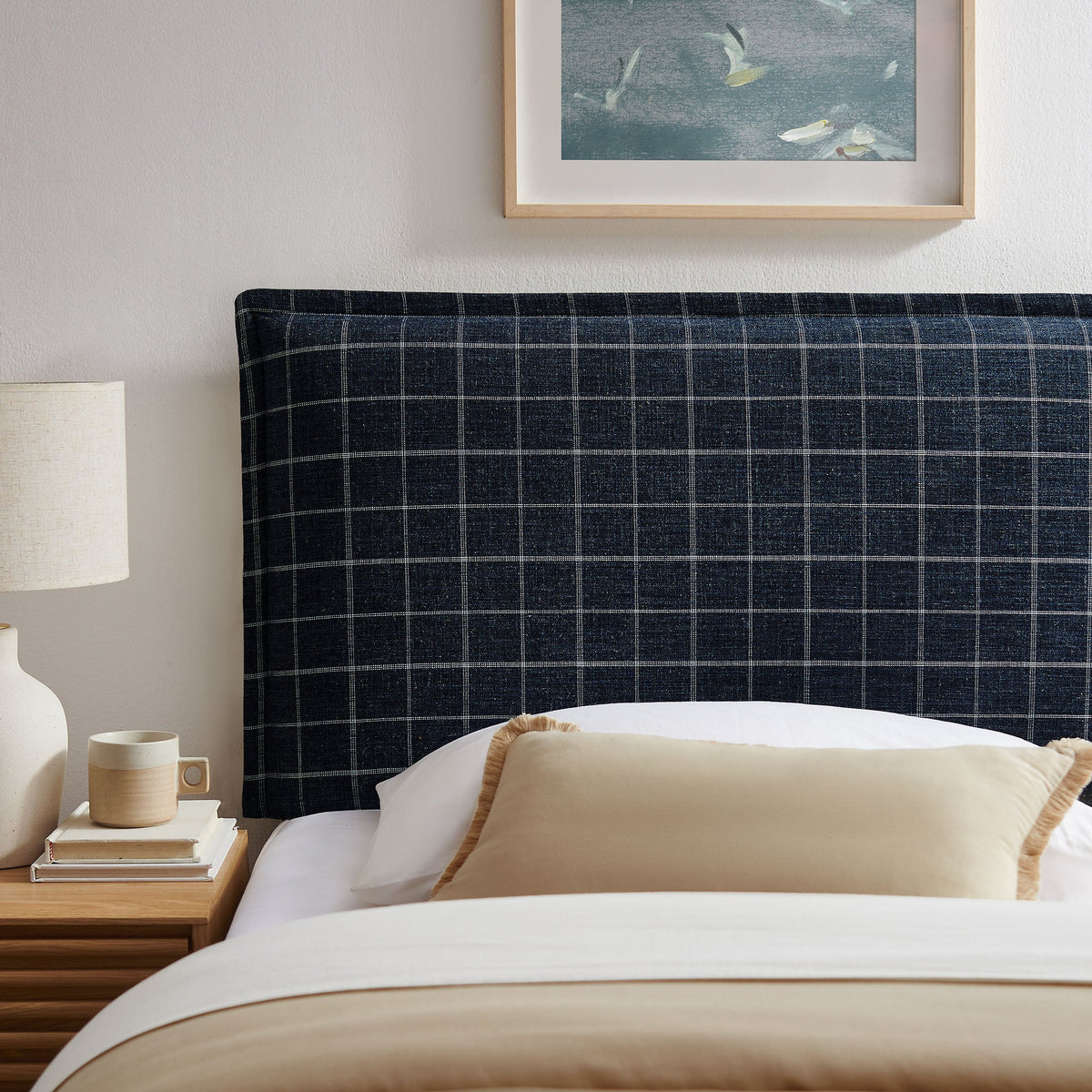 Camille Checkered Linen Blend Headboard
