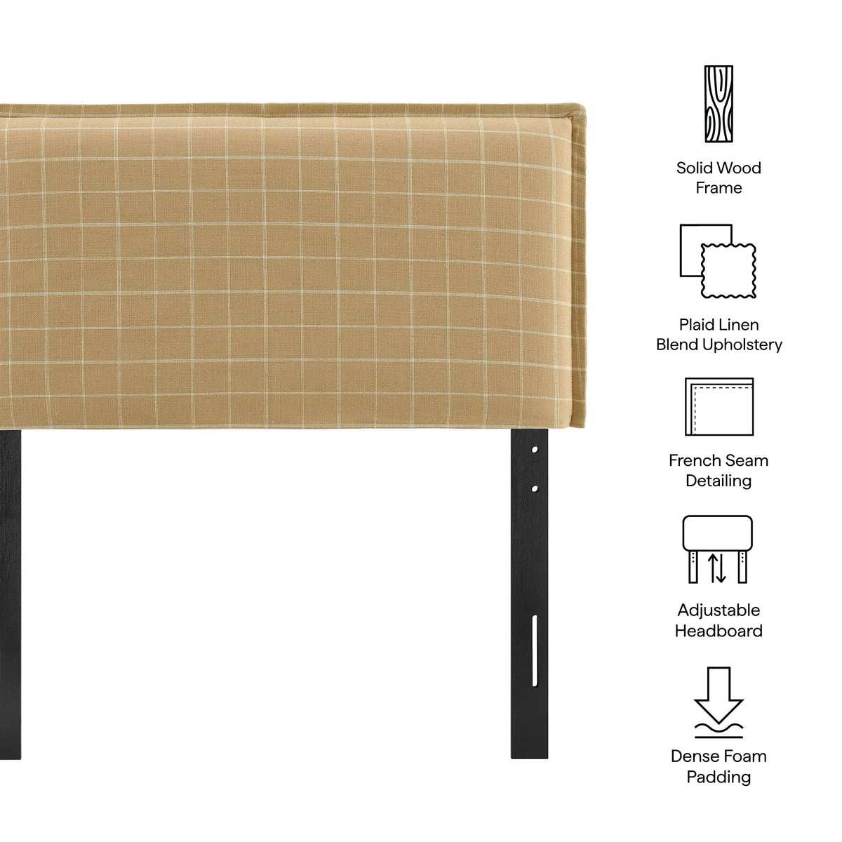 Camille Checkered Linen Blend Headboard