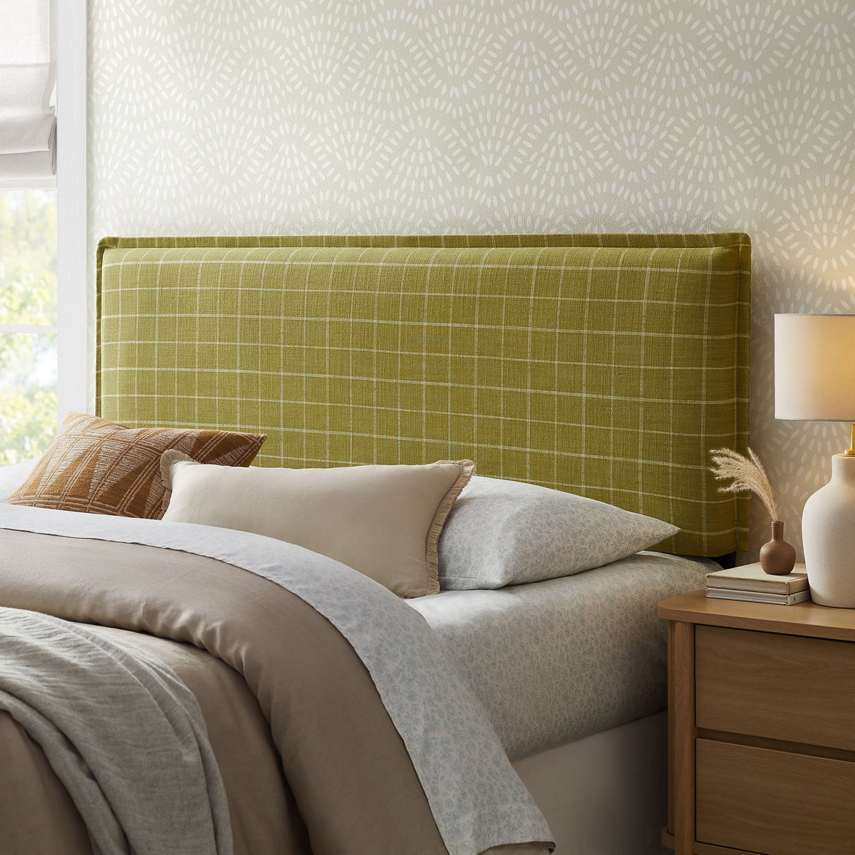 Camille Checkered Linen Blend Headboard