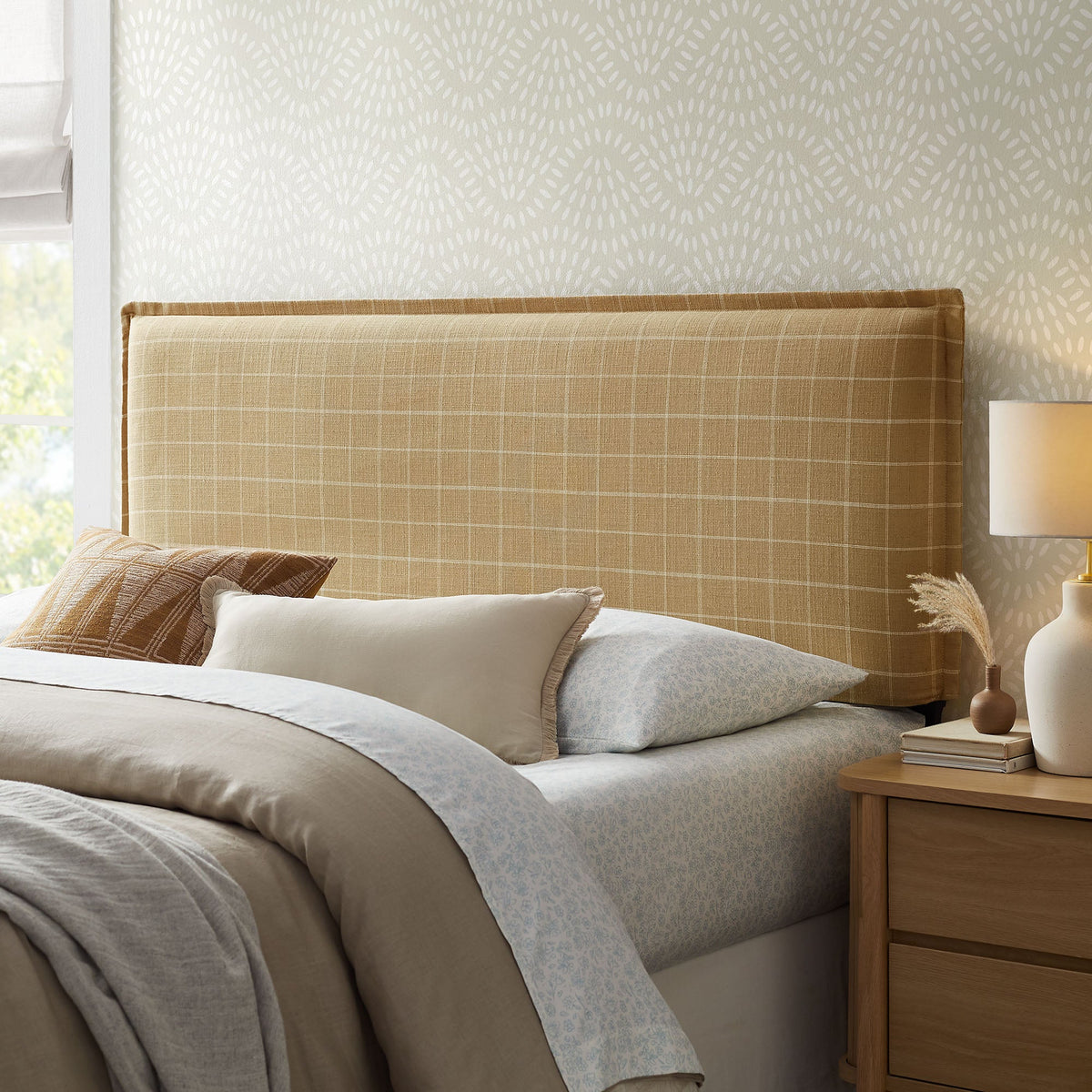 Camille Checkered Linen Blend Headboard