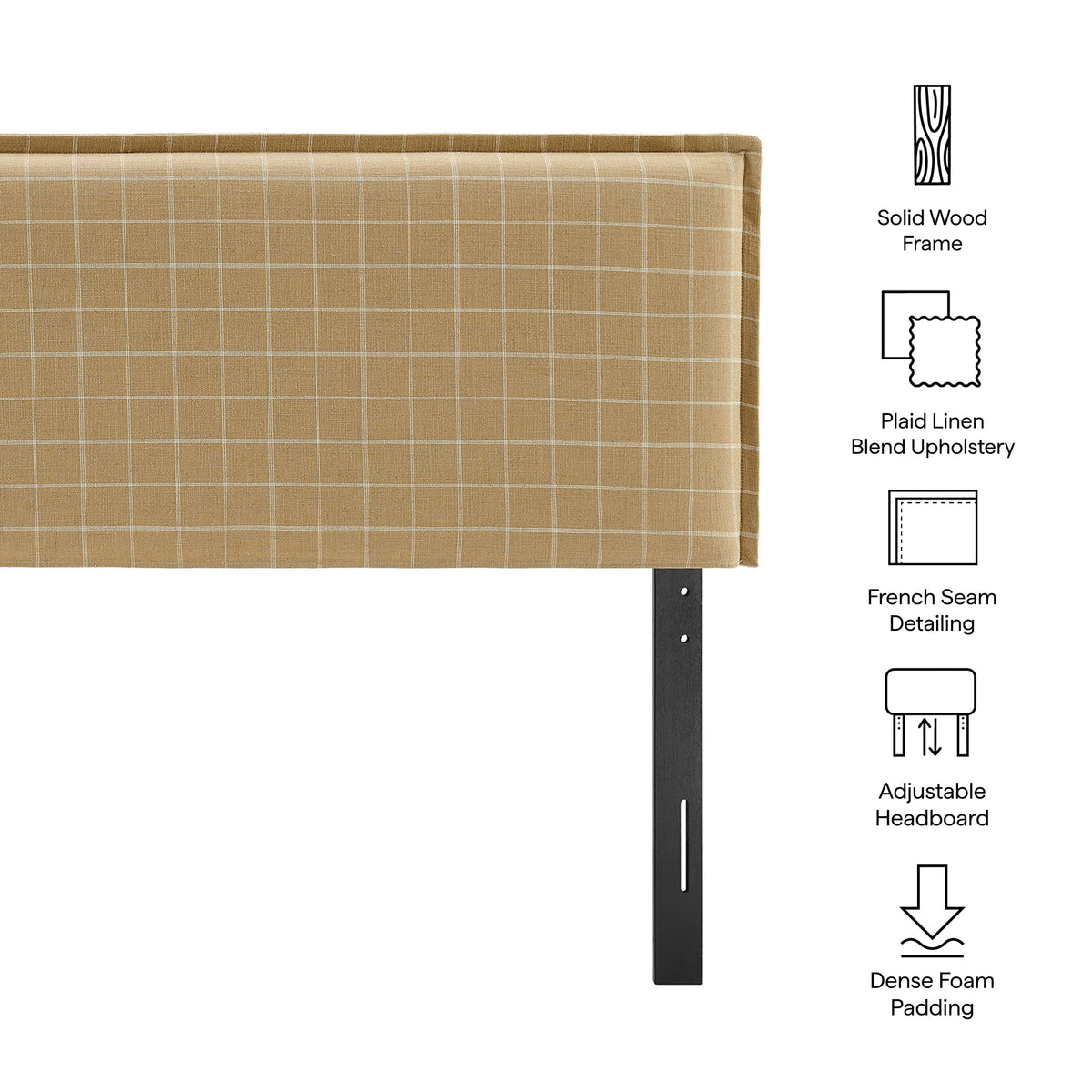 Camille Checkered Linen Blend Headboard