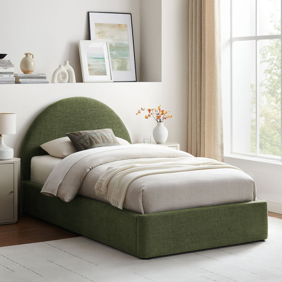 Resort Upholstered Fabric Storage Platform Bed Frame