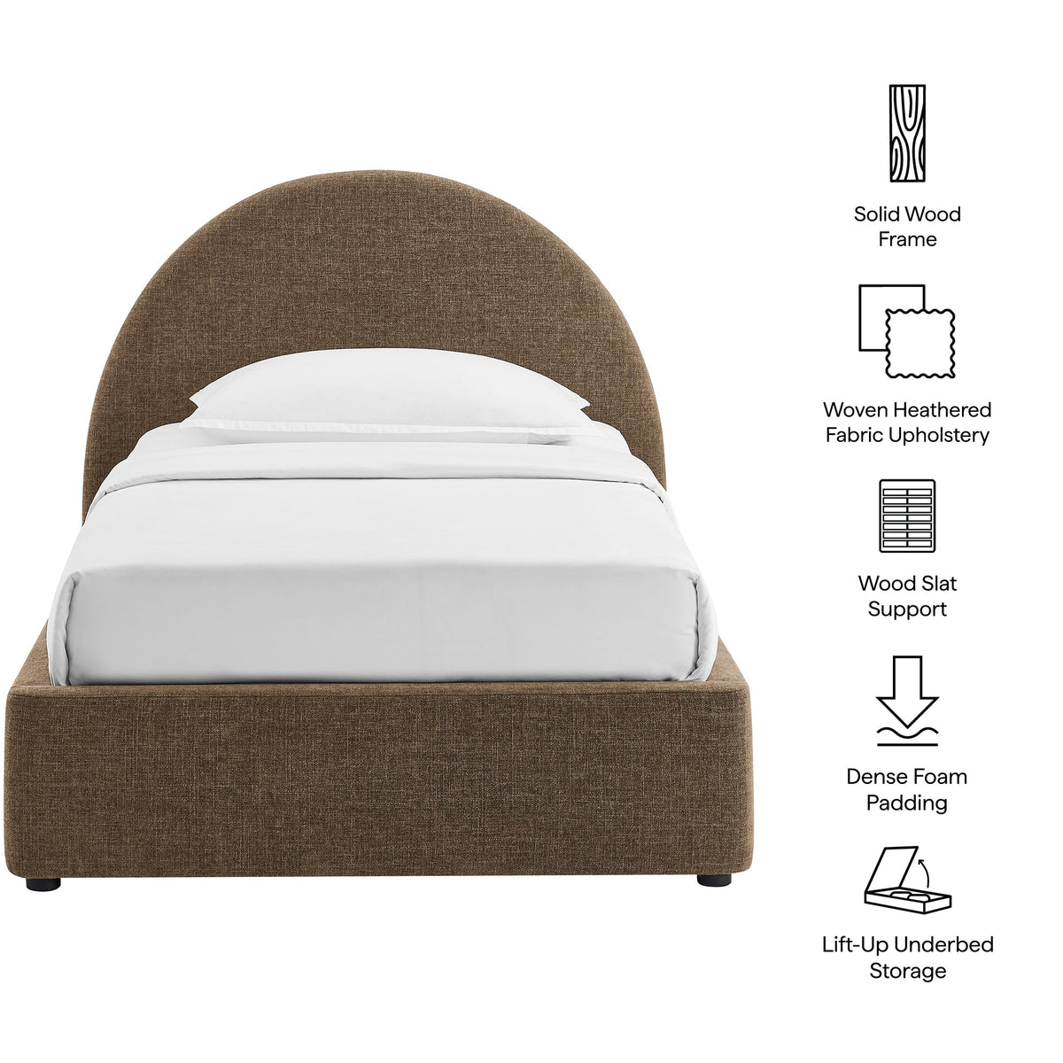 Resort Upholstered Fabric Storage Platform Bed Frame