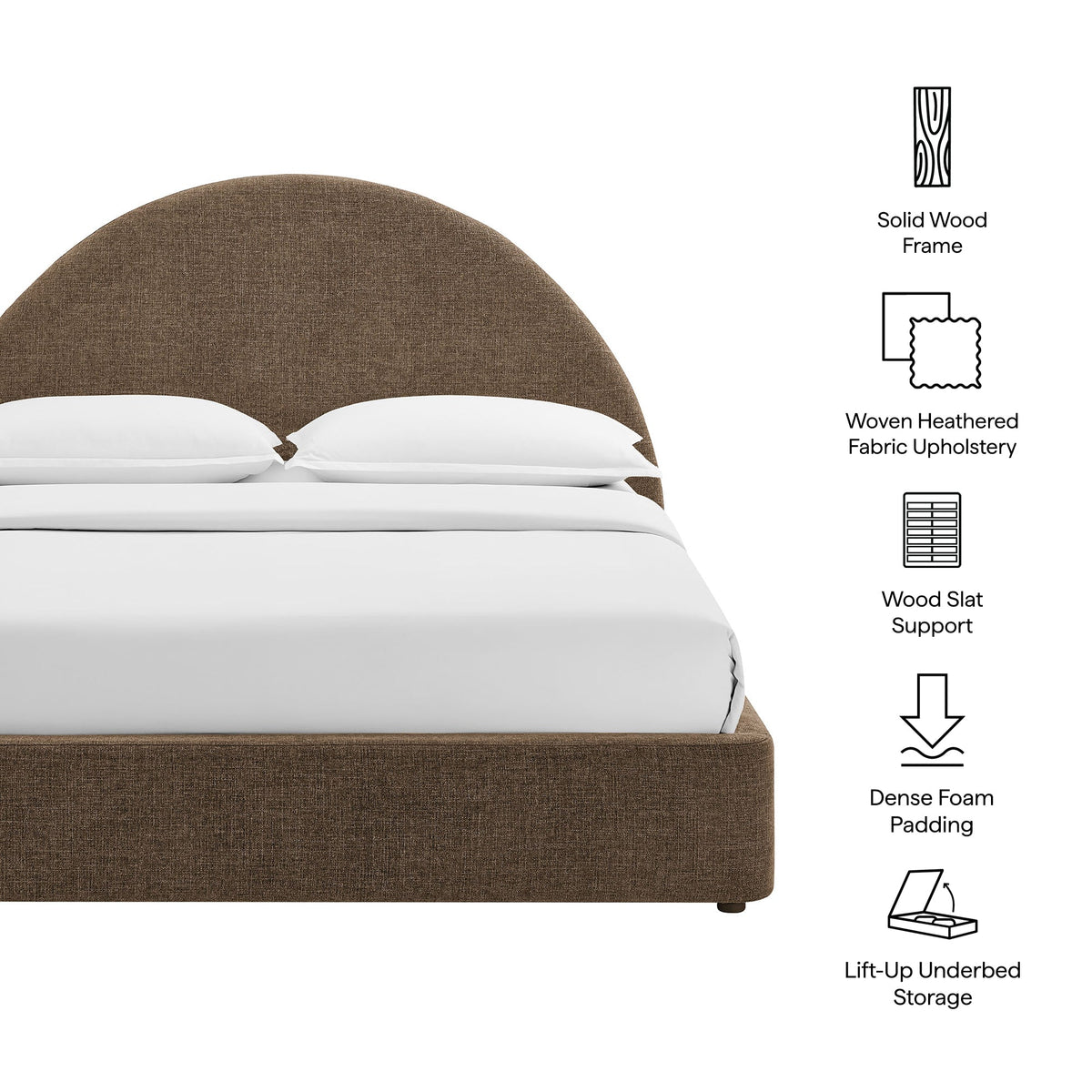 Resort Upholstered Fabric Storage Platform Bed Frame