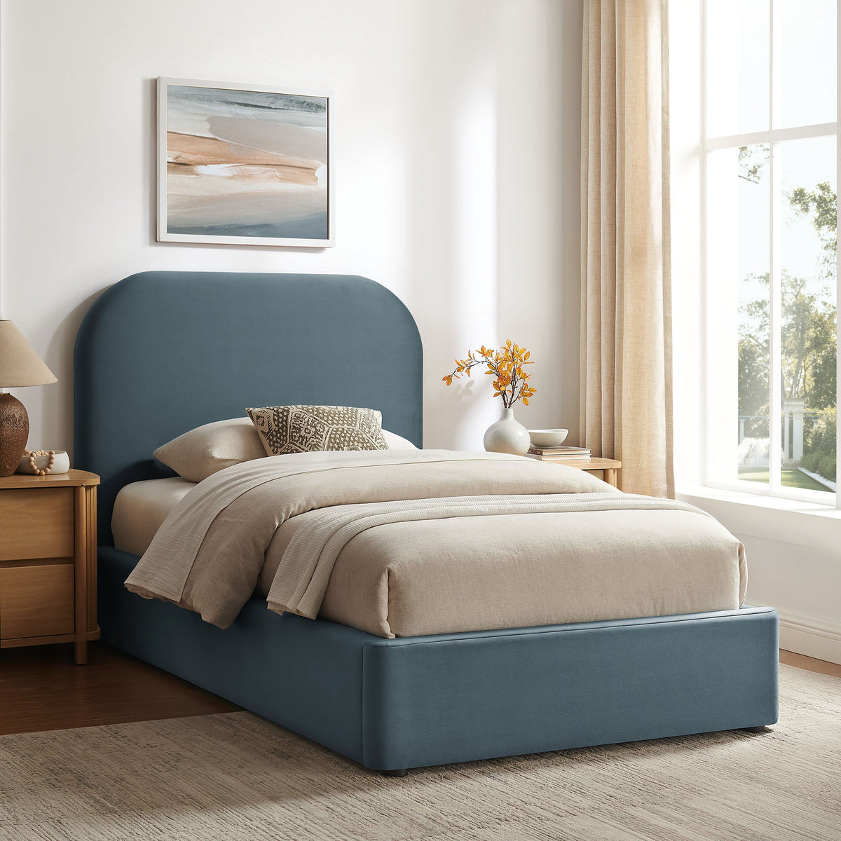 Keynote Performance Velvet Storage Platform Bed Frame