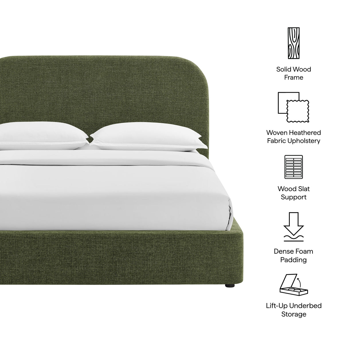 Keynote Fabric Upholstered Storage Platform Bed Frame