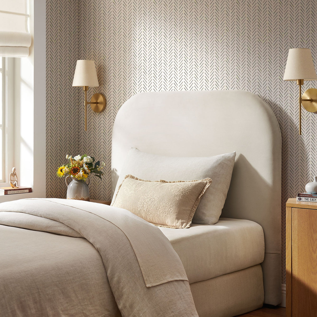 Keynote Twin Stain-Resistant Performance Velvet Headboard