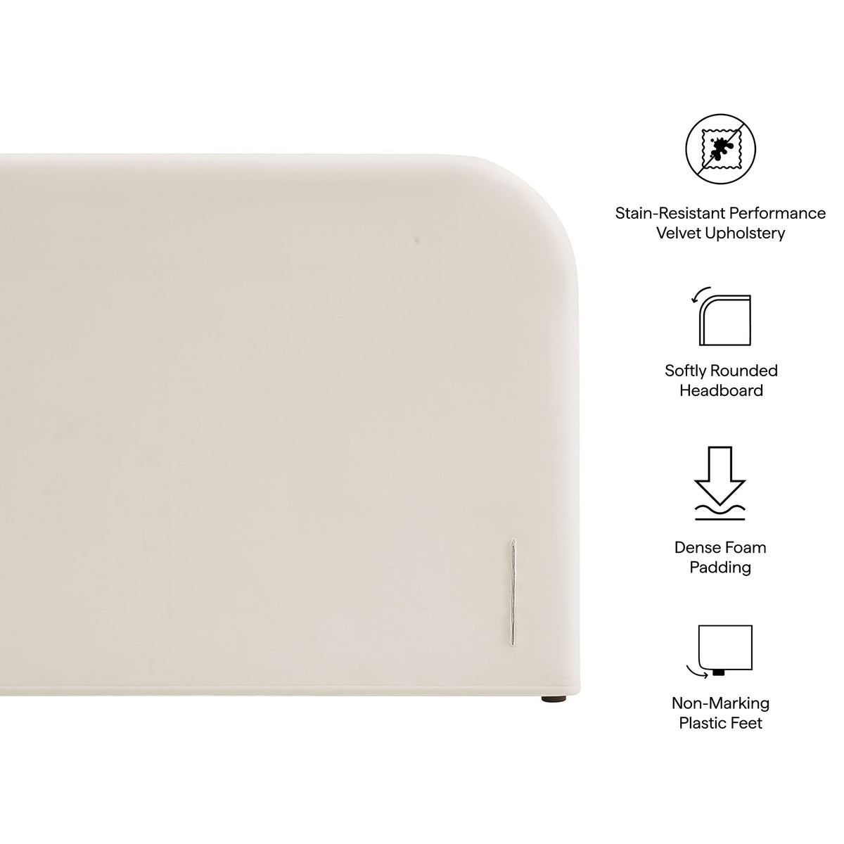 Keynote Queen Size Stain-Resistant Performance Velvet Headboard