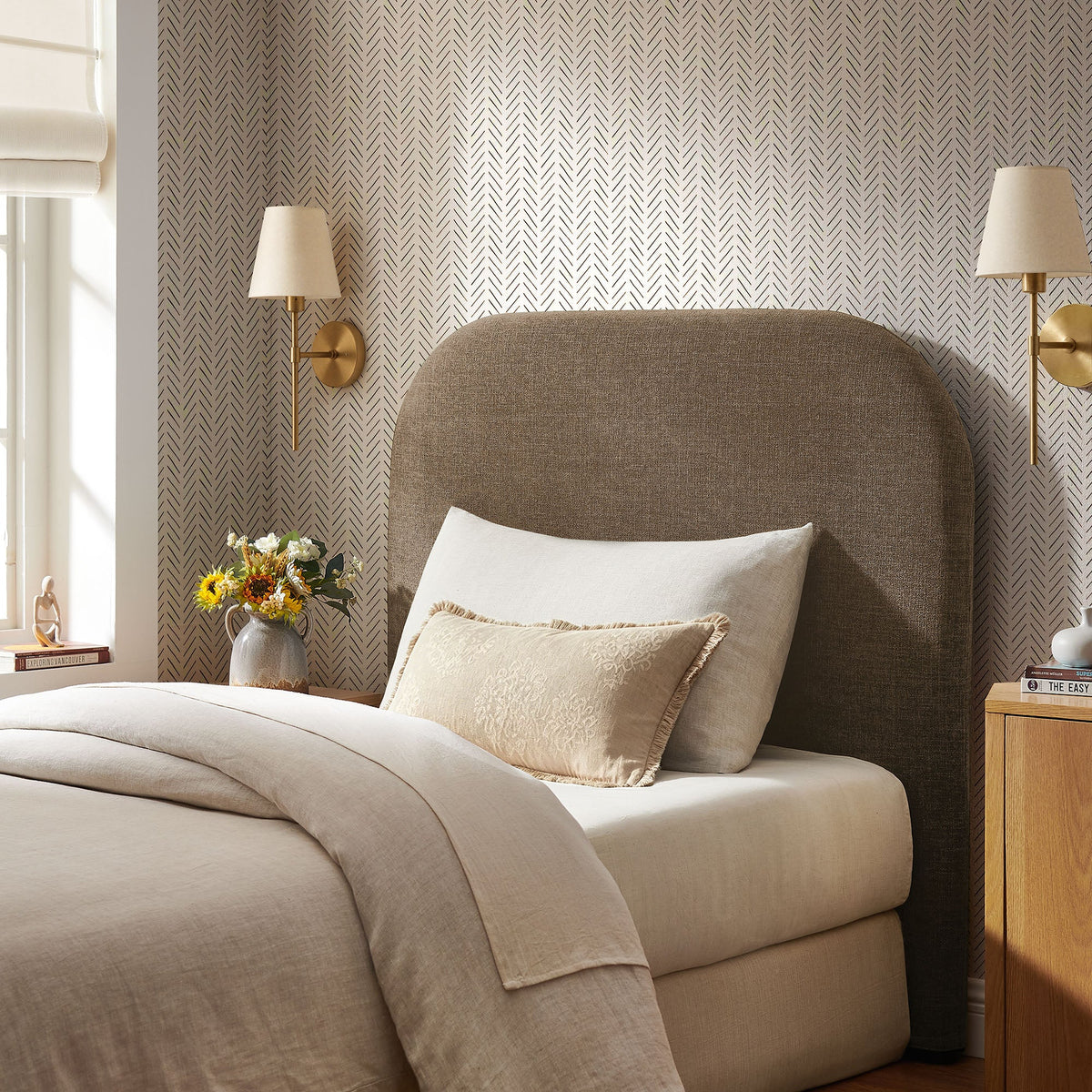 Keynote Twin Size Upholstered Fabric Headboard