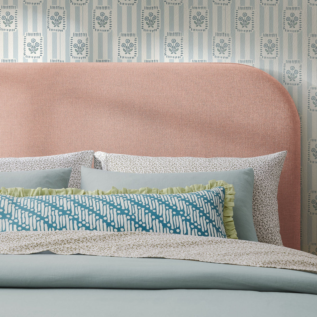 Keynote Queen Size Upholstered Fabric Headboard