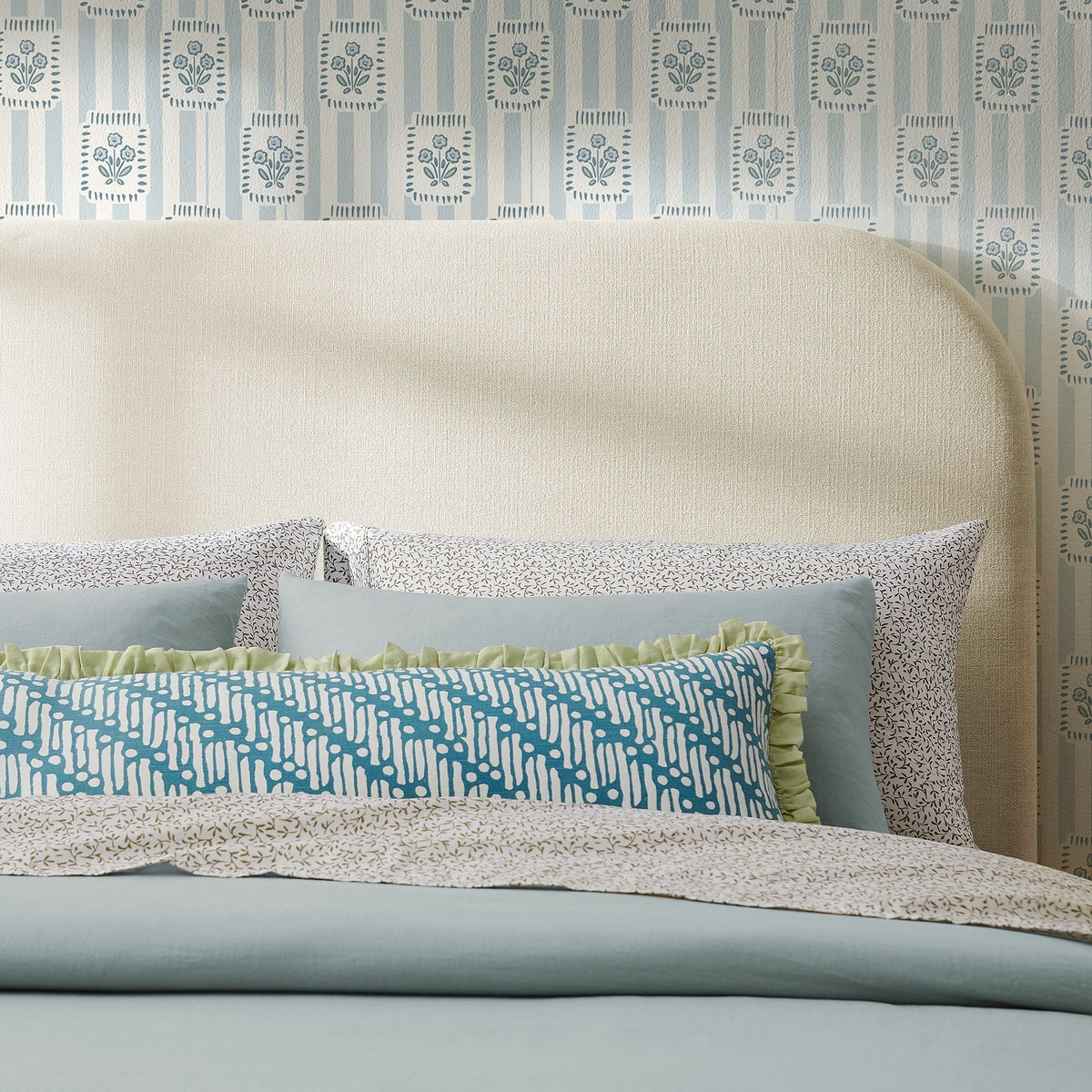Keynote Queen Size Upholstered Fabric Headboard