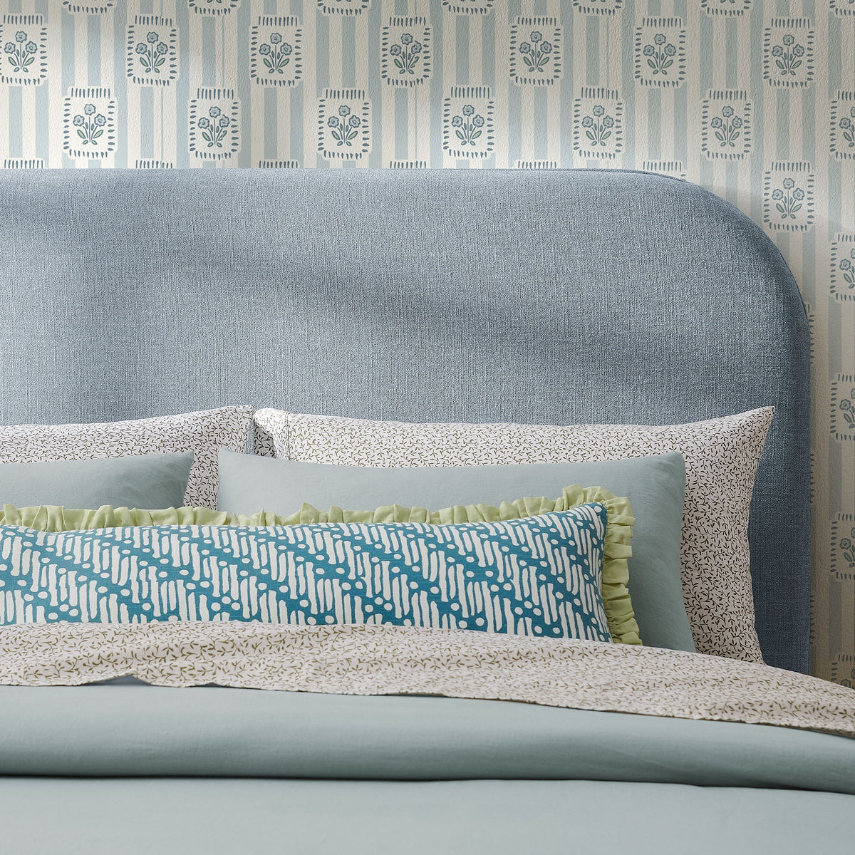 Keynote Queen Size Upholstered Fabric Headboard