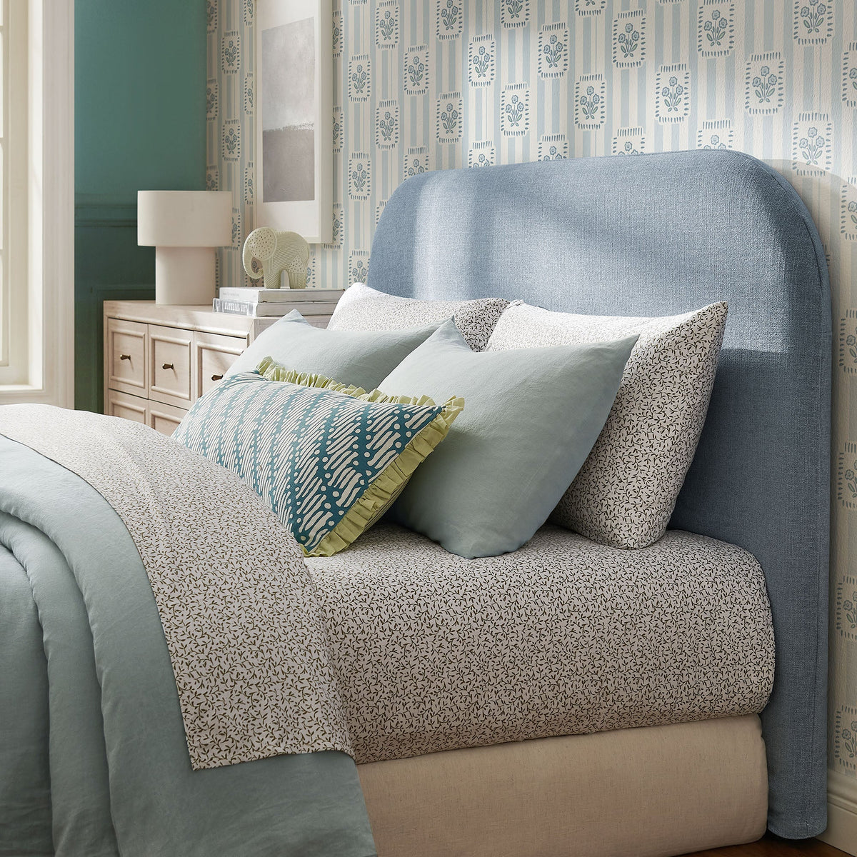 Keynote Queen Size Upholstered Fabric Headboard