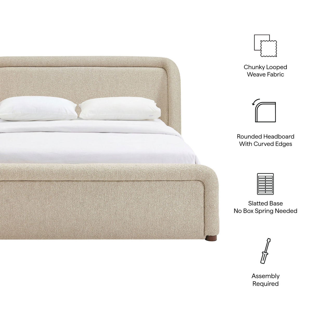 Tasmin Upholstered Fabric Platform Bed