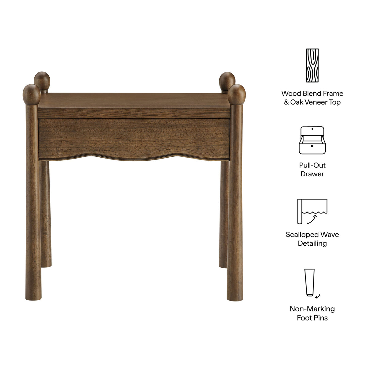 Darcy Wood Nightstand or Side Table