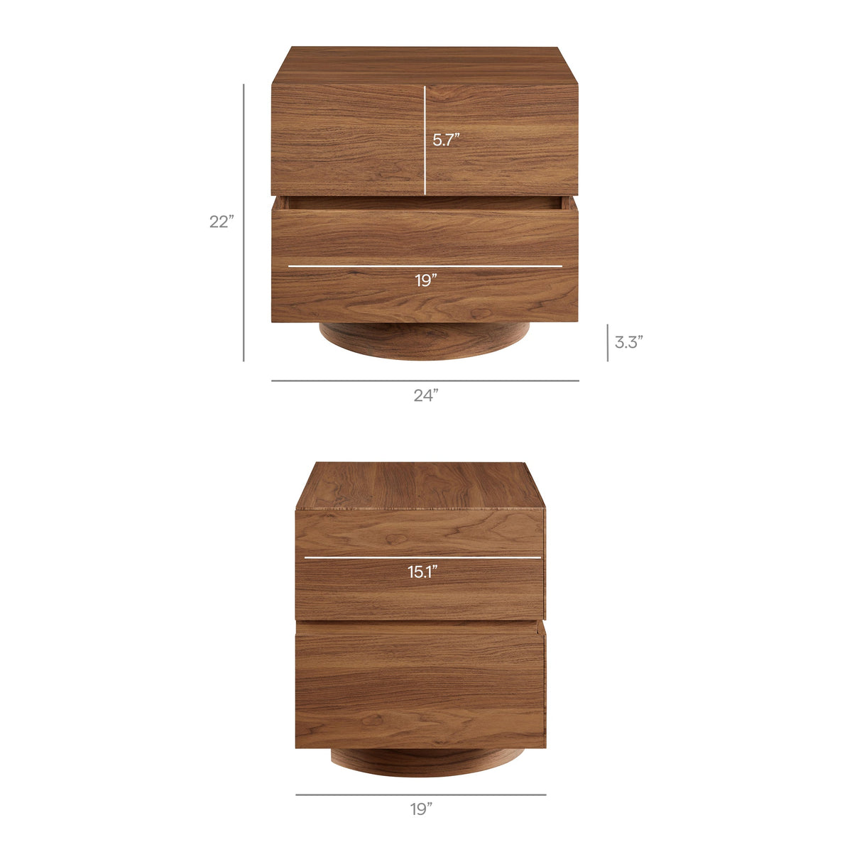 Koval Floating Pedestal 2-Drawer Nightstand