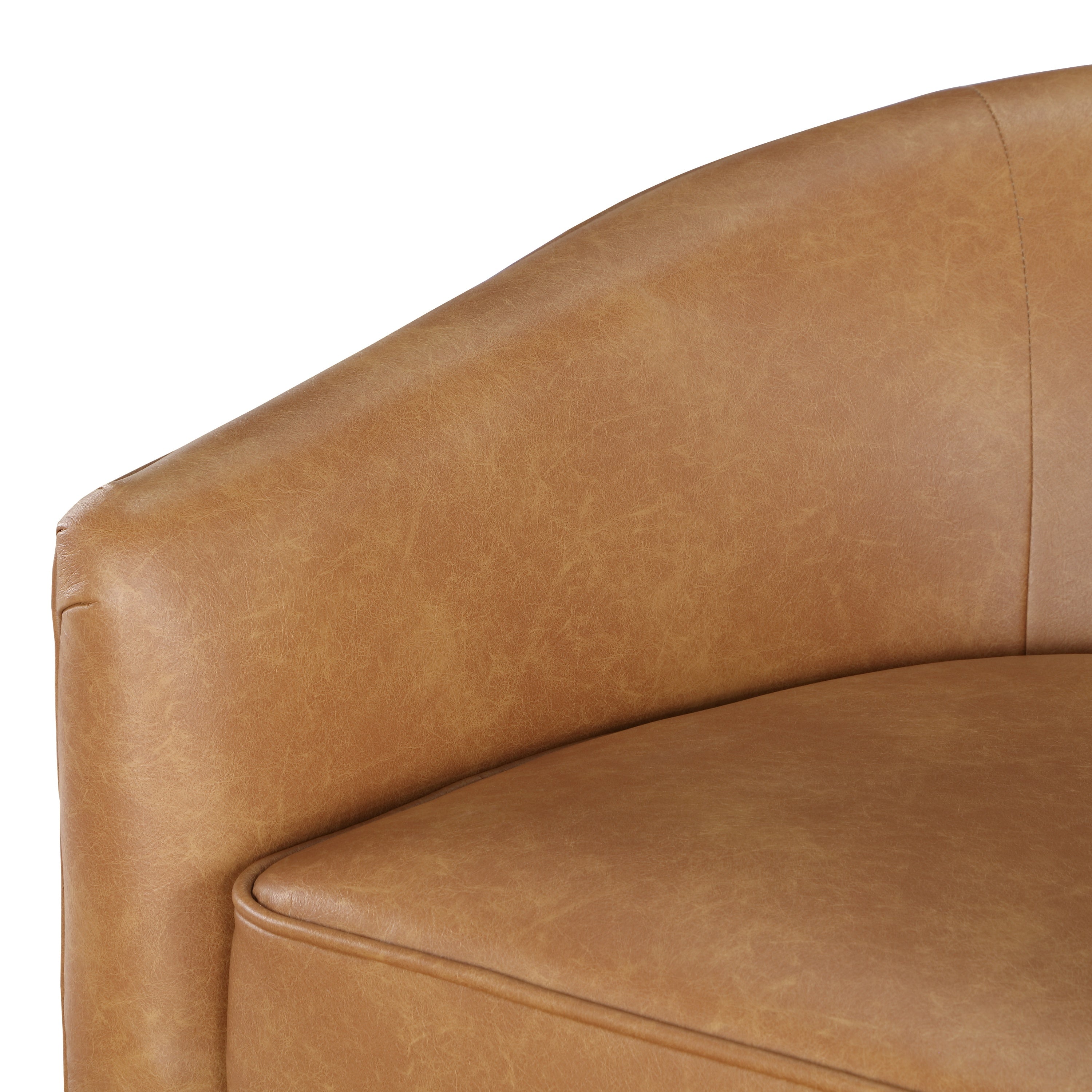 Maisy Saddle Brown Vegan Leather Barrel Swivel Chair