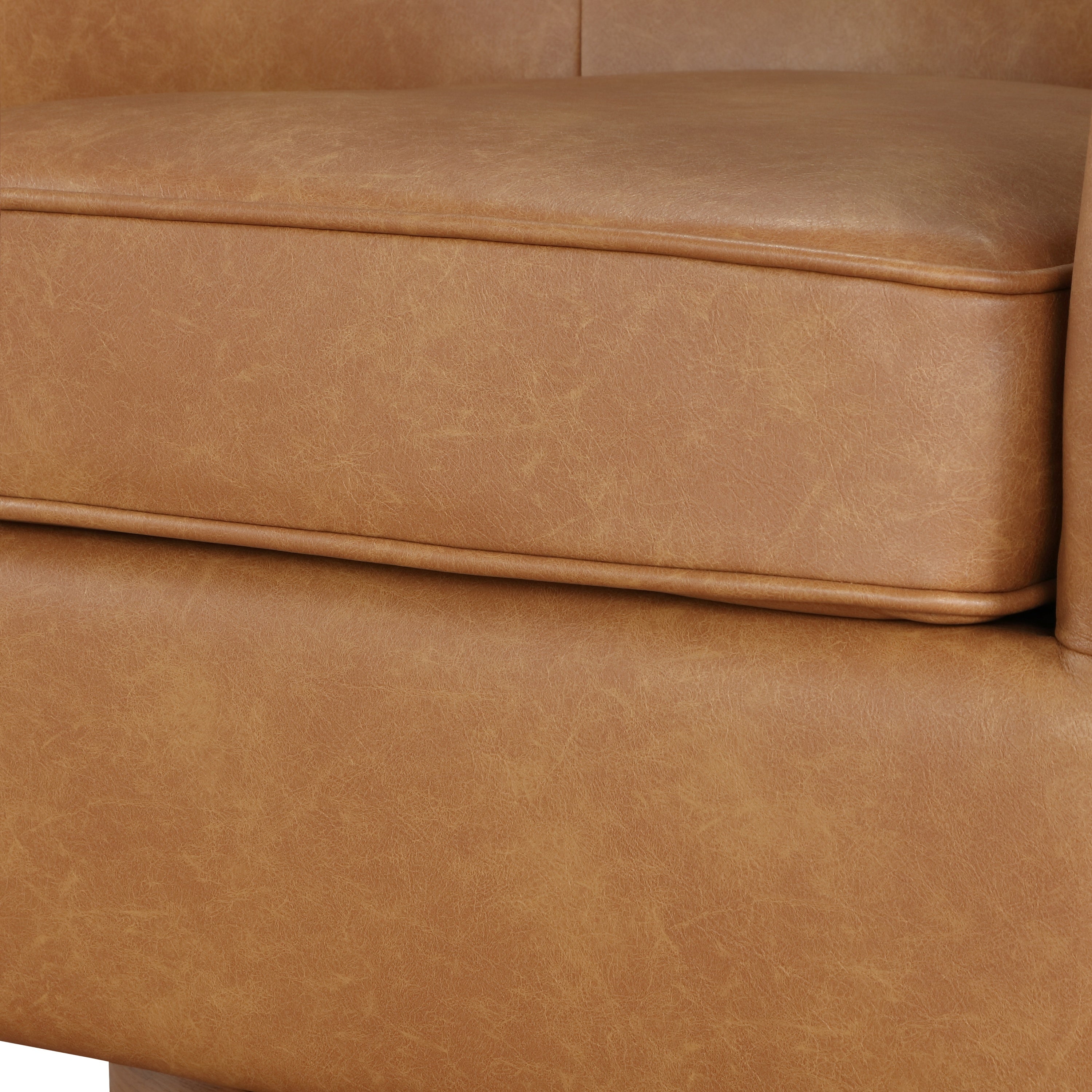 Maisy Saddle Brown Vegan Leather Barrel Swivel Chair