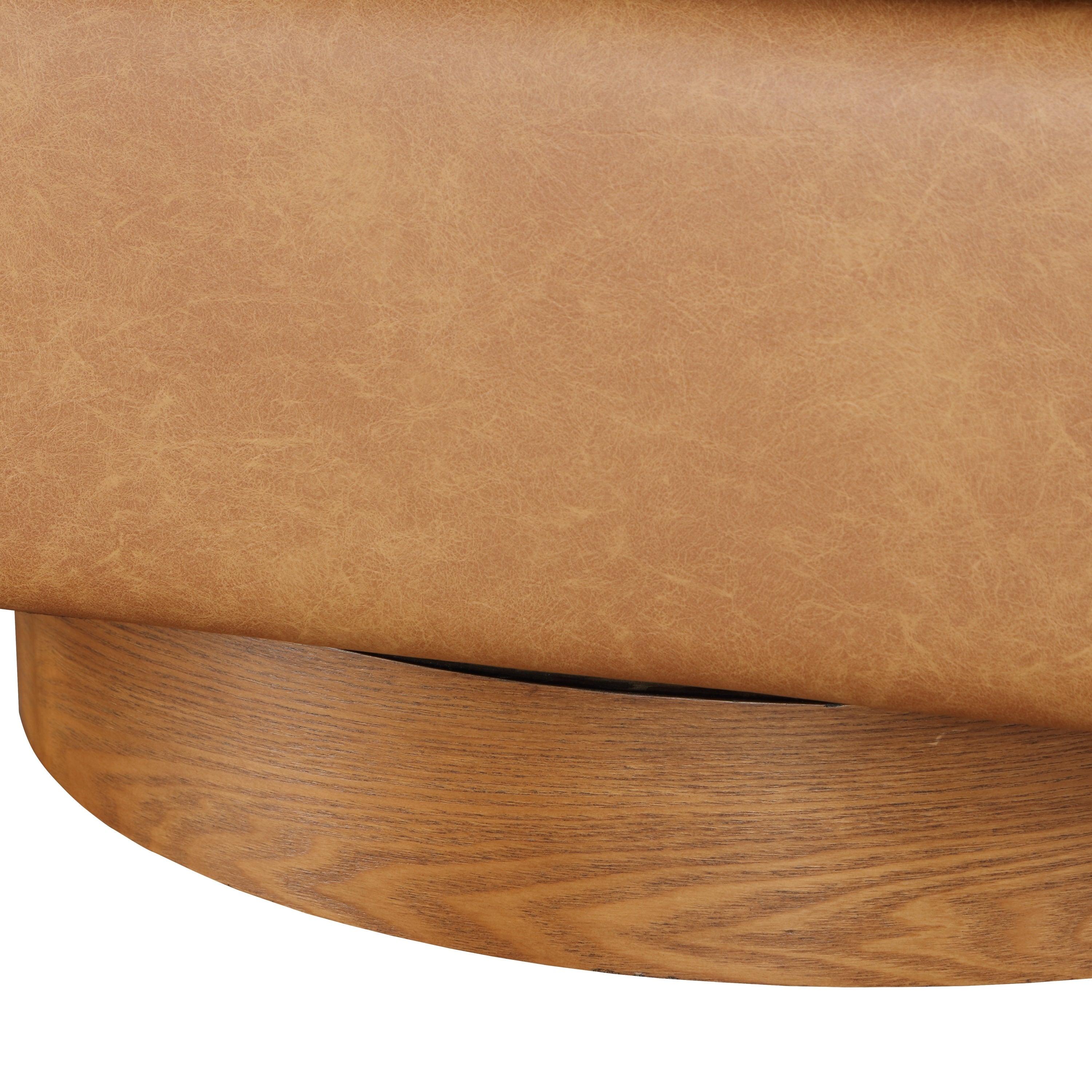 Maisy Saddle Brown Vegan Leather Barrel Swivel Chair