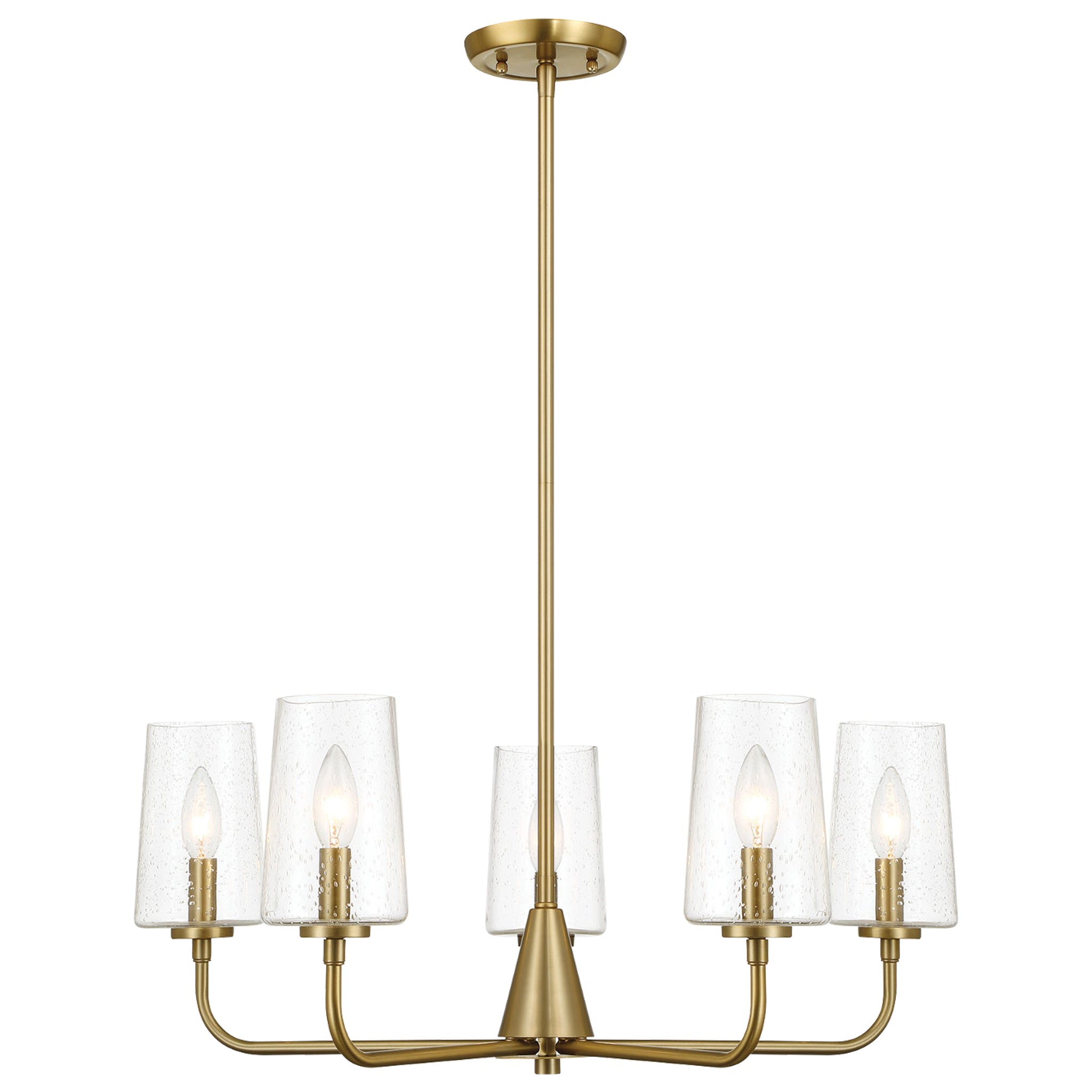 Malibu Five Lights Chandelier With Clear Seeded Glass -Satin Brass
