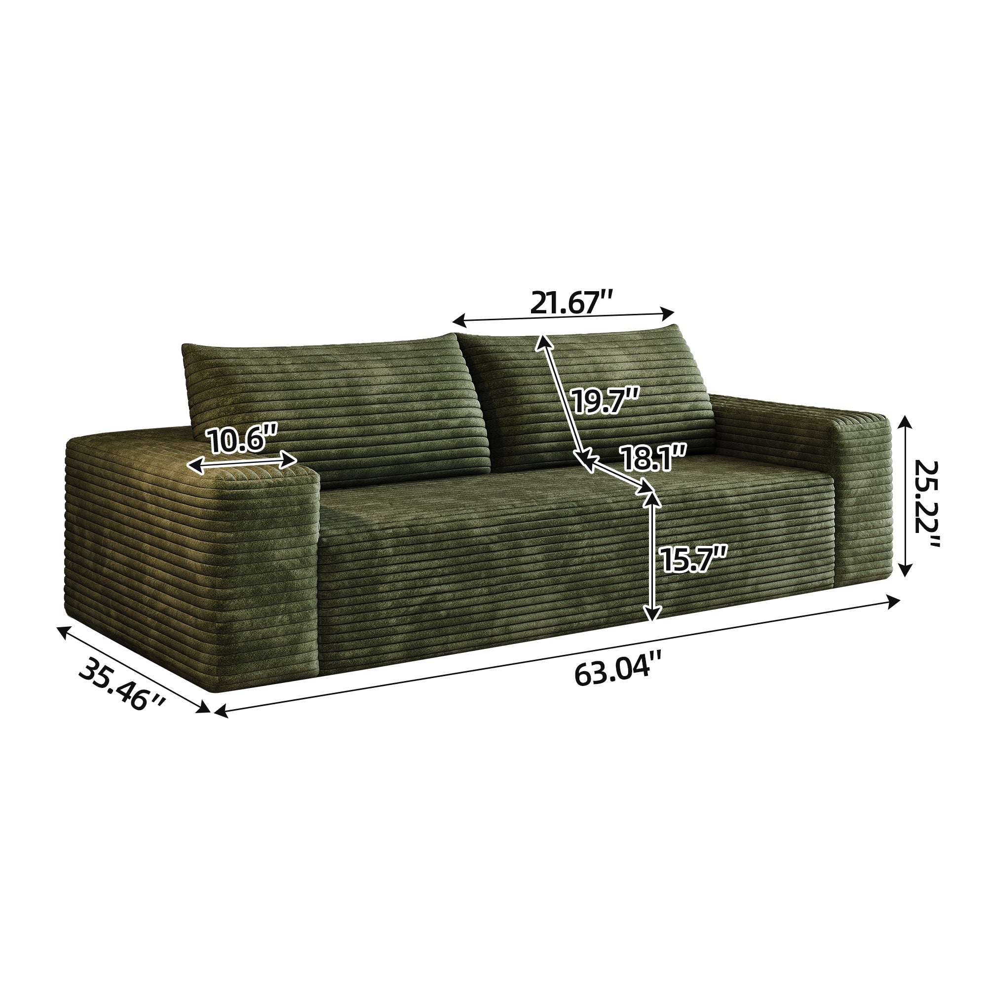 Meyer Green Corduroy Fabric Sofa