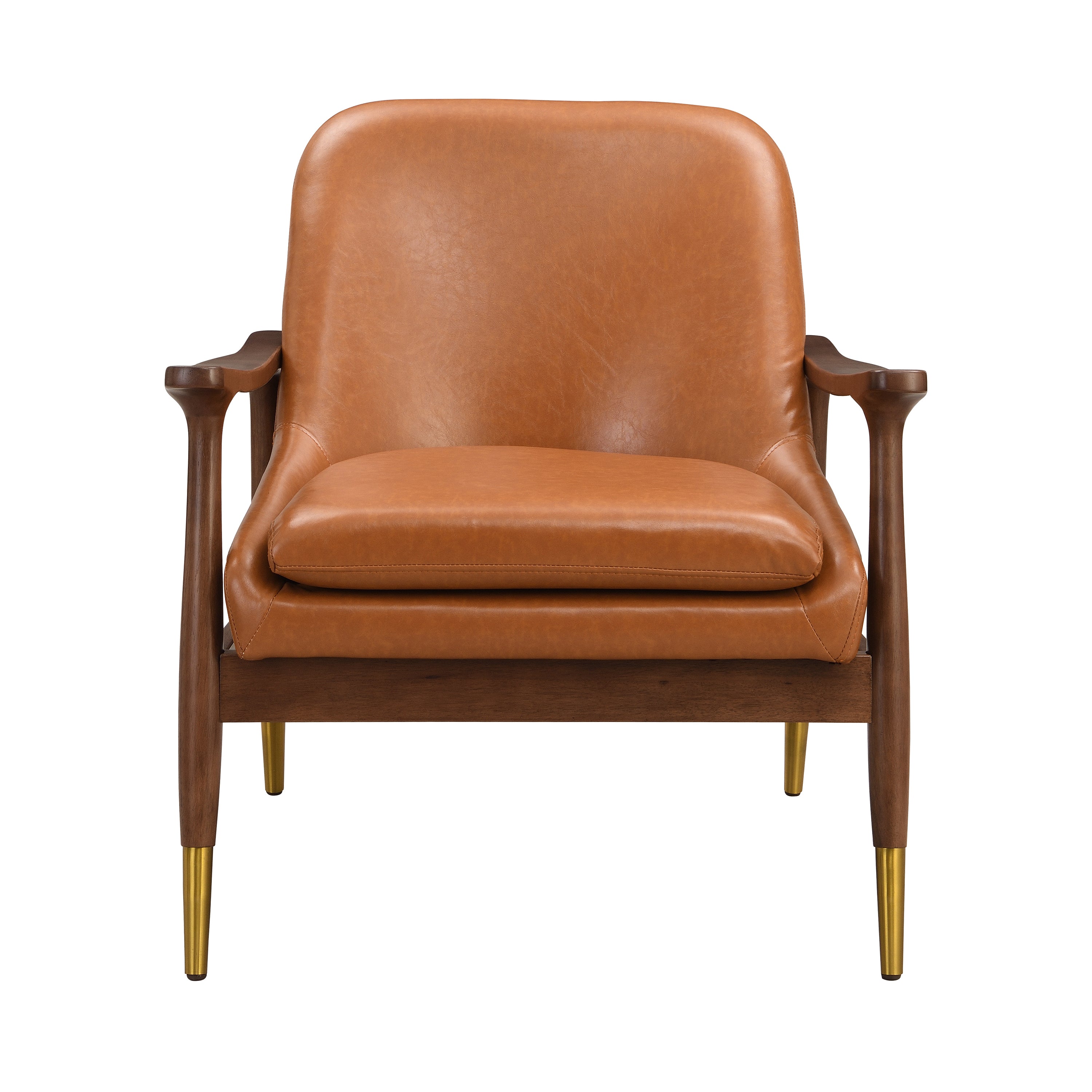 Hafi Mid-Century Faux Leather Accent Chair