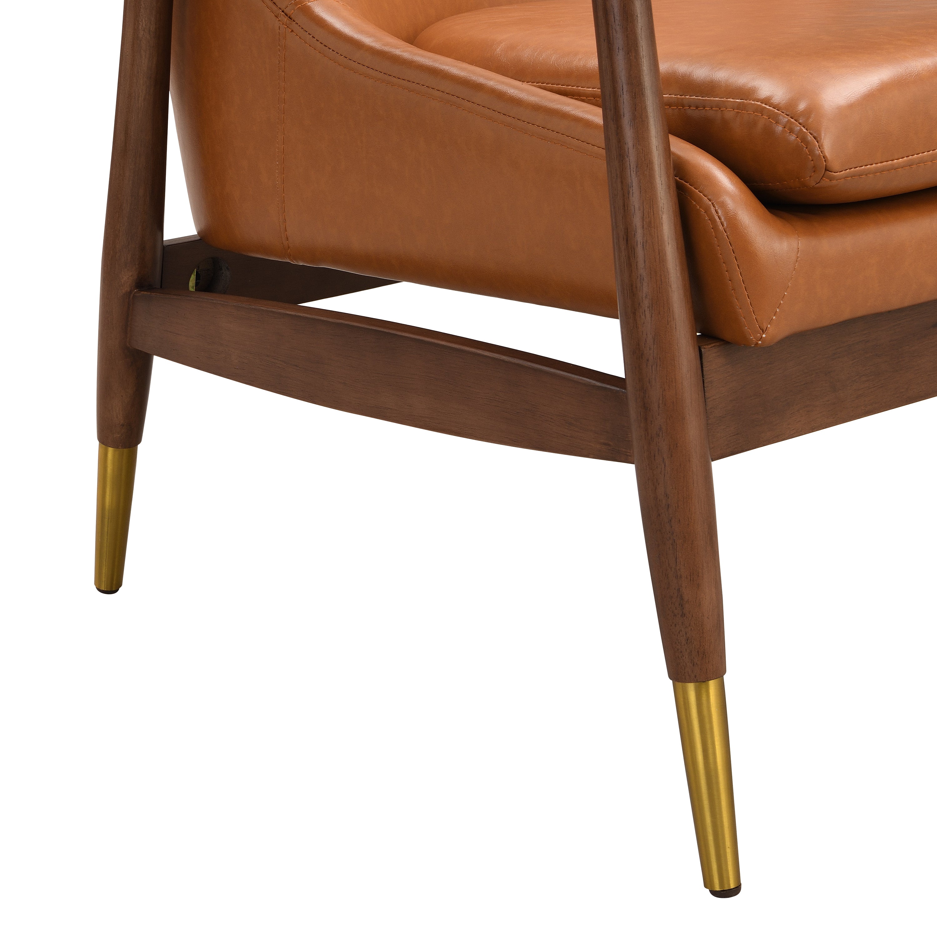 Hafi Mid-Century Faux Leather Accent Chair