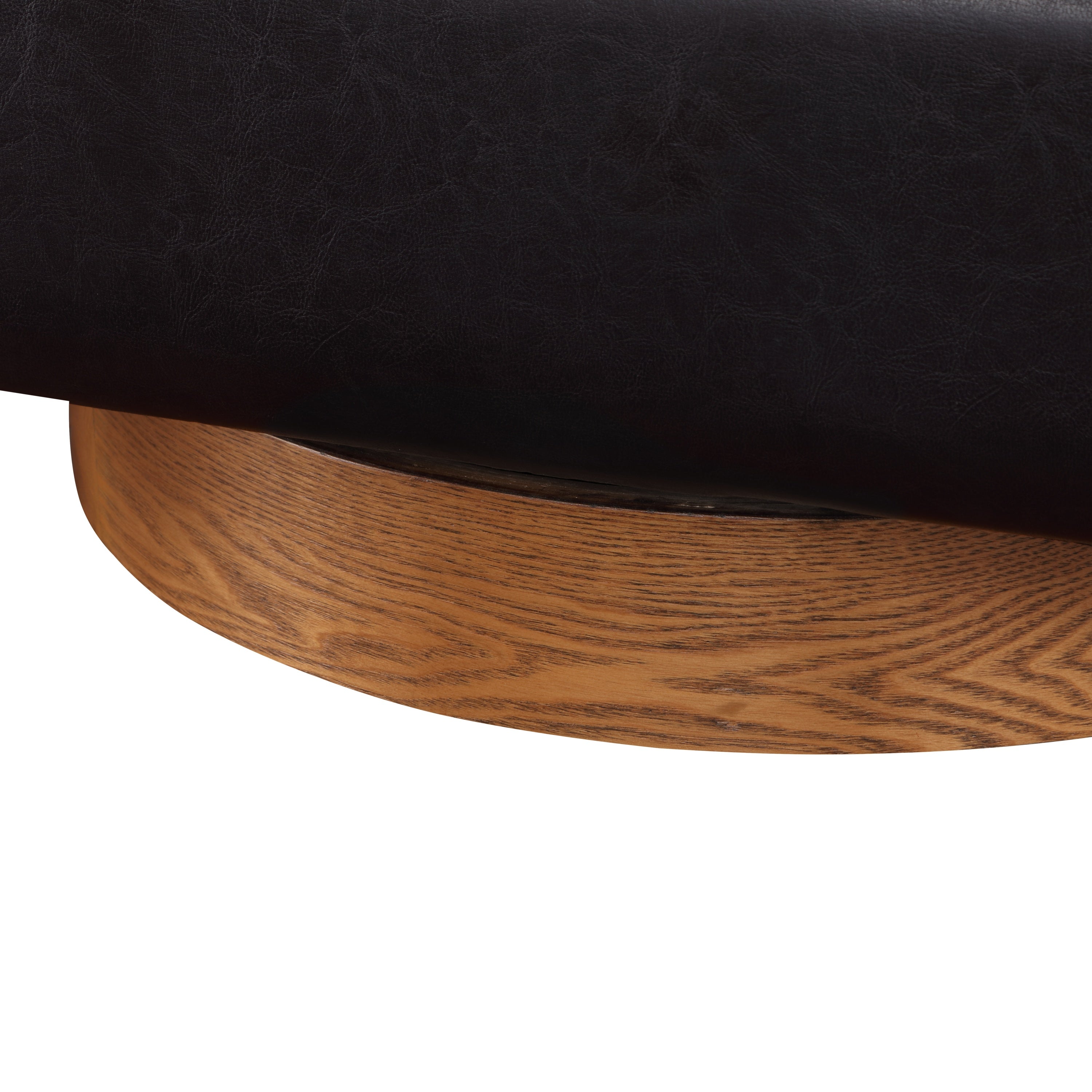Maisy Brown Vegan Leather Barrel Swivel Chair with Wood Base
