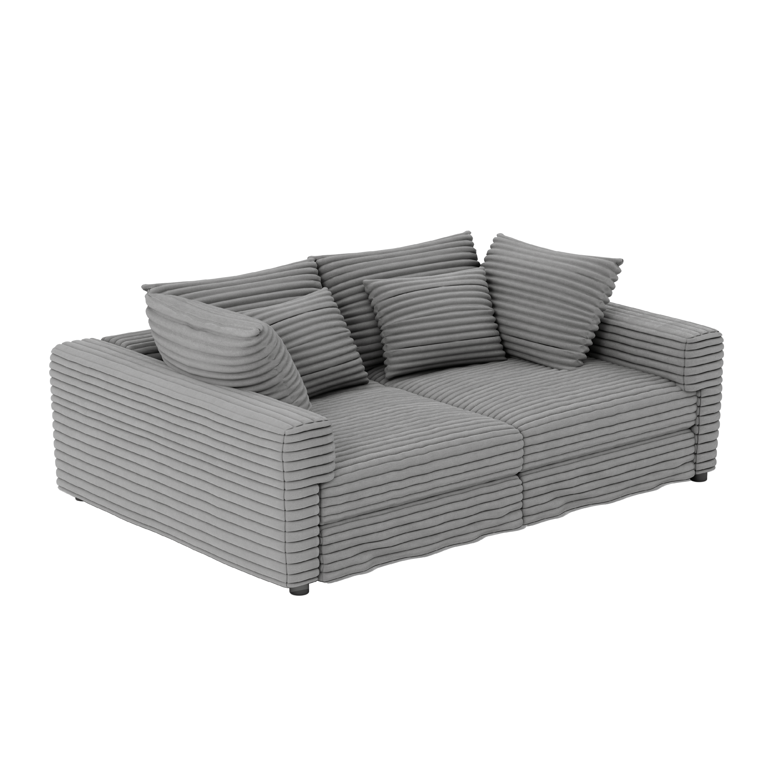 Mimosa 102.4" Plush Grey Corduroy 4-Seat Sofa