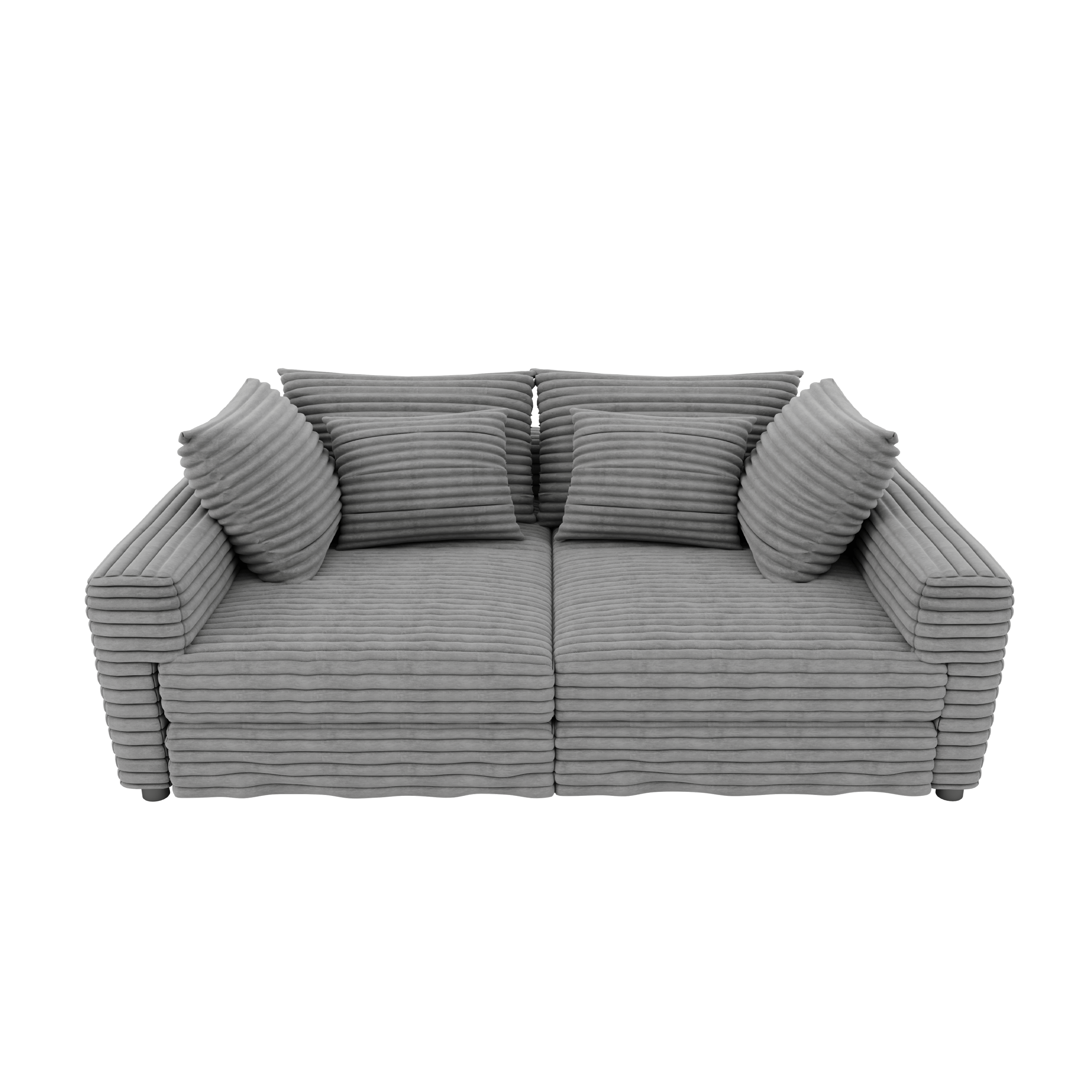 Mimosa 102.4" Plush Grey Corduroy 4-Seat Sofa