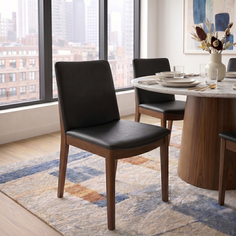Virginia Dining Chair Black Leather Set of 2