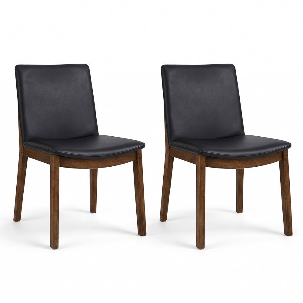 Virginia Dining Chair Black Leather Set of 2