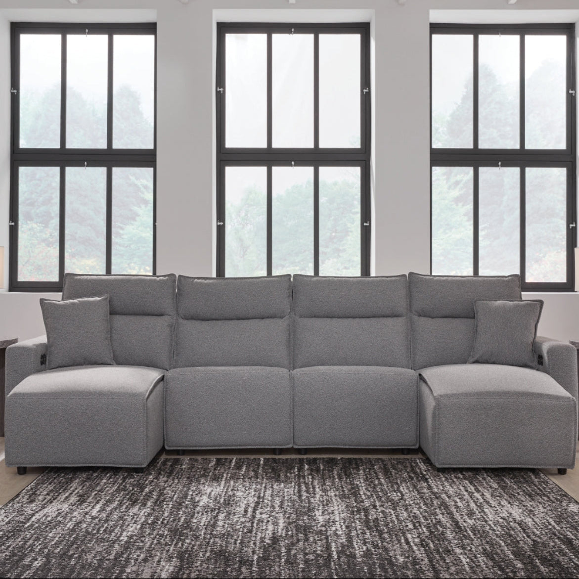 Modmax II Grey 4-Piece Power Reclining Sectional with Double Chaise