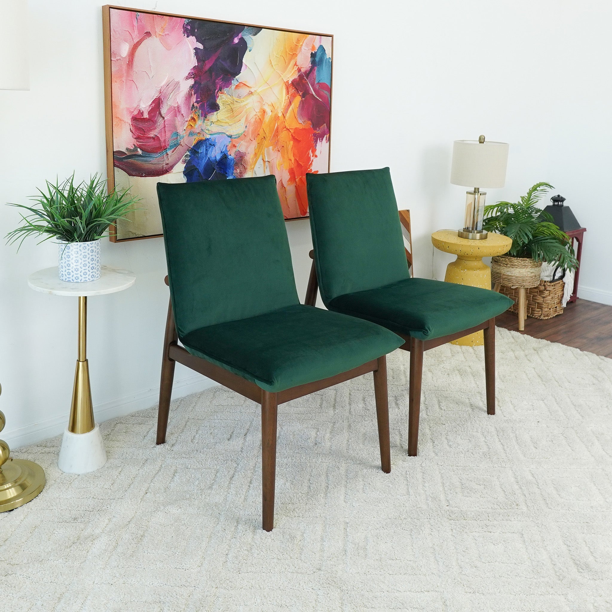 Moss Dark Green Velvet Dining Chair Set of 2